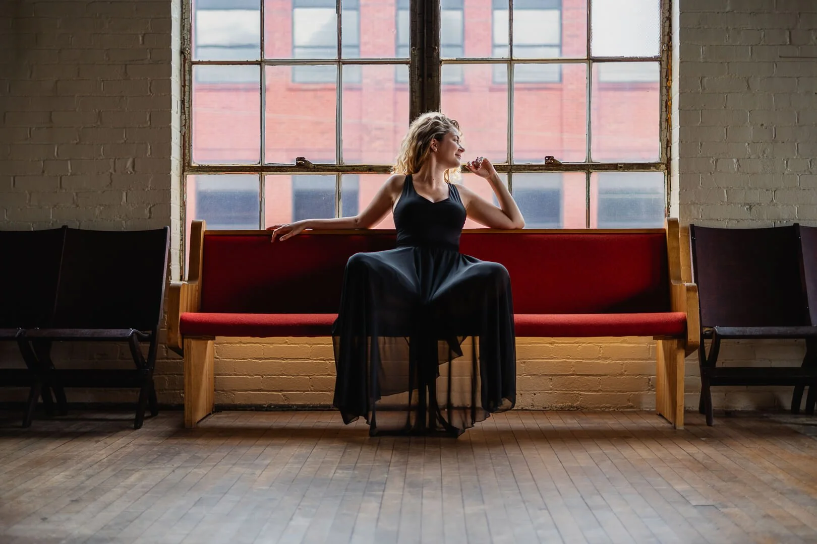 Dancer at an indoor studio location.