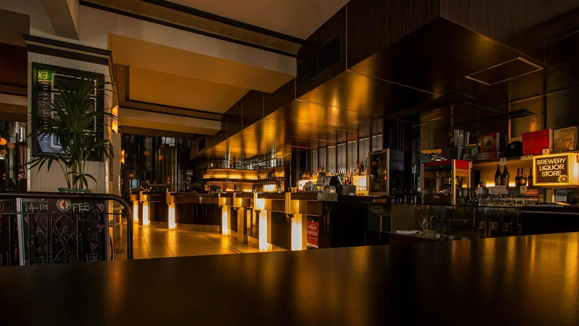 Indoor restaurant location optimal for fine dining and unique lighting.