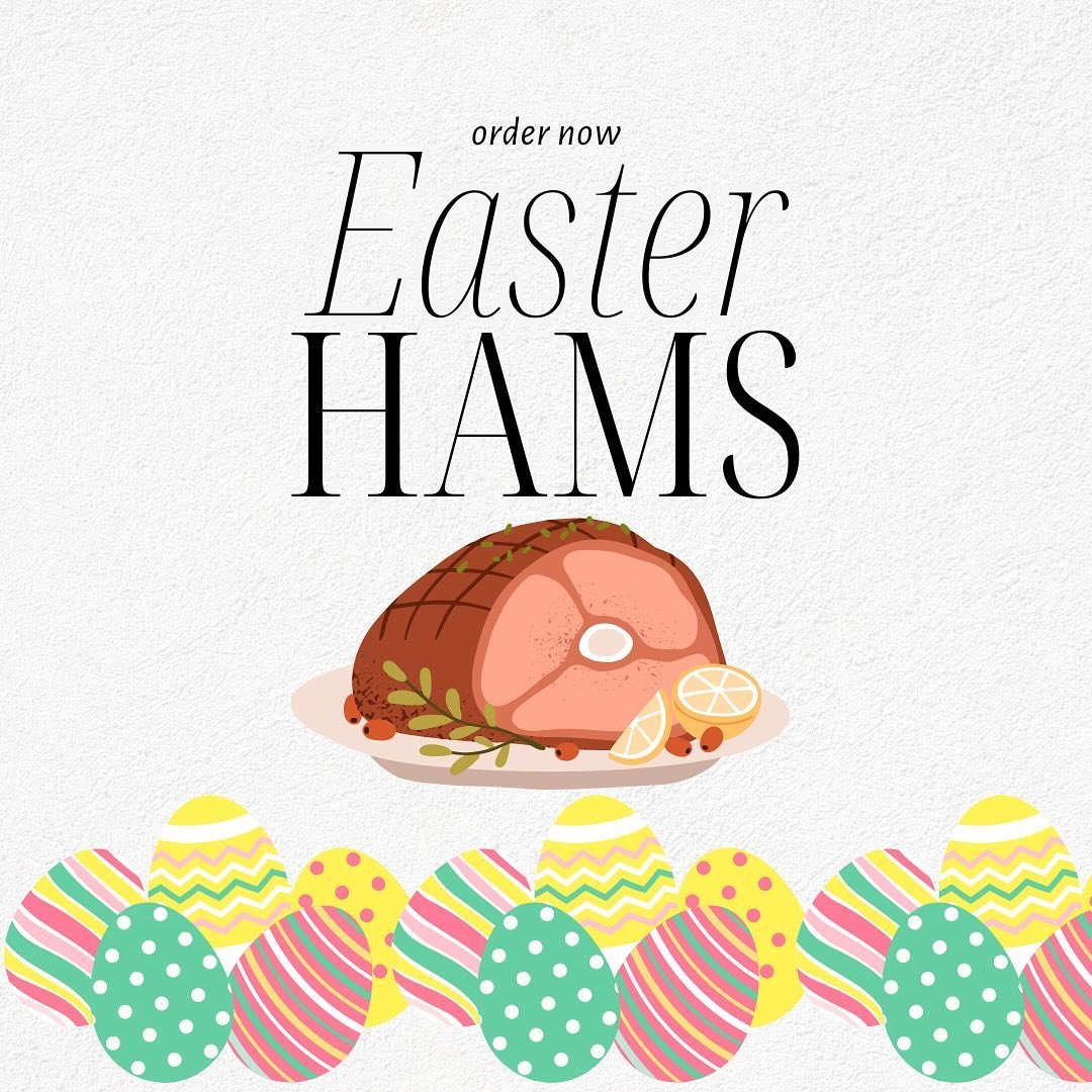 Limited number of hams available 🐖 we also have lamb or a variety of beef roasts! Whatever you like to eat on Easter Sunday 🐣