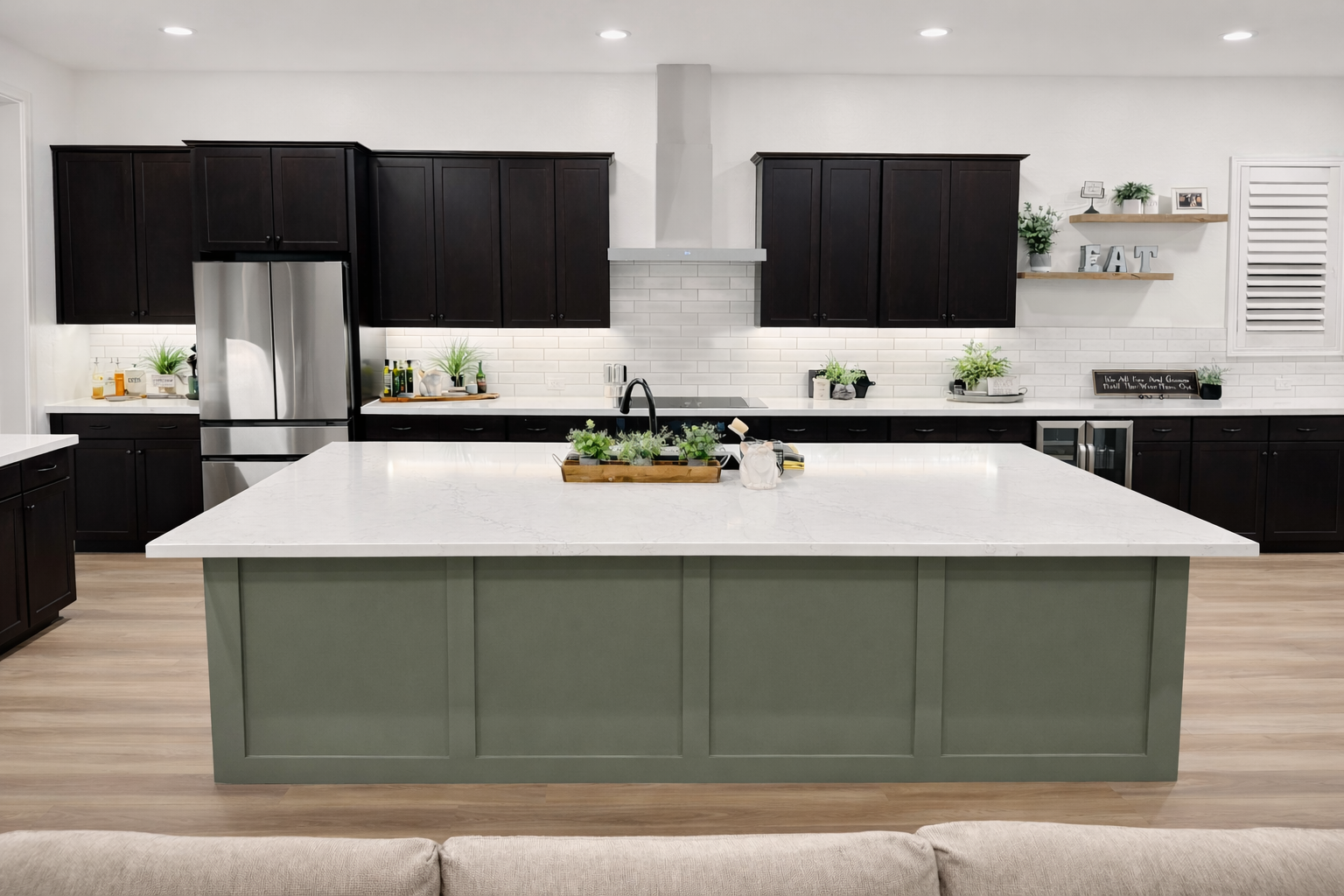 extra large kitchen island makeover with shaker style moldings in san tan valley az