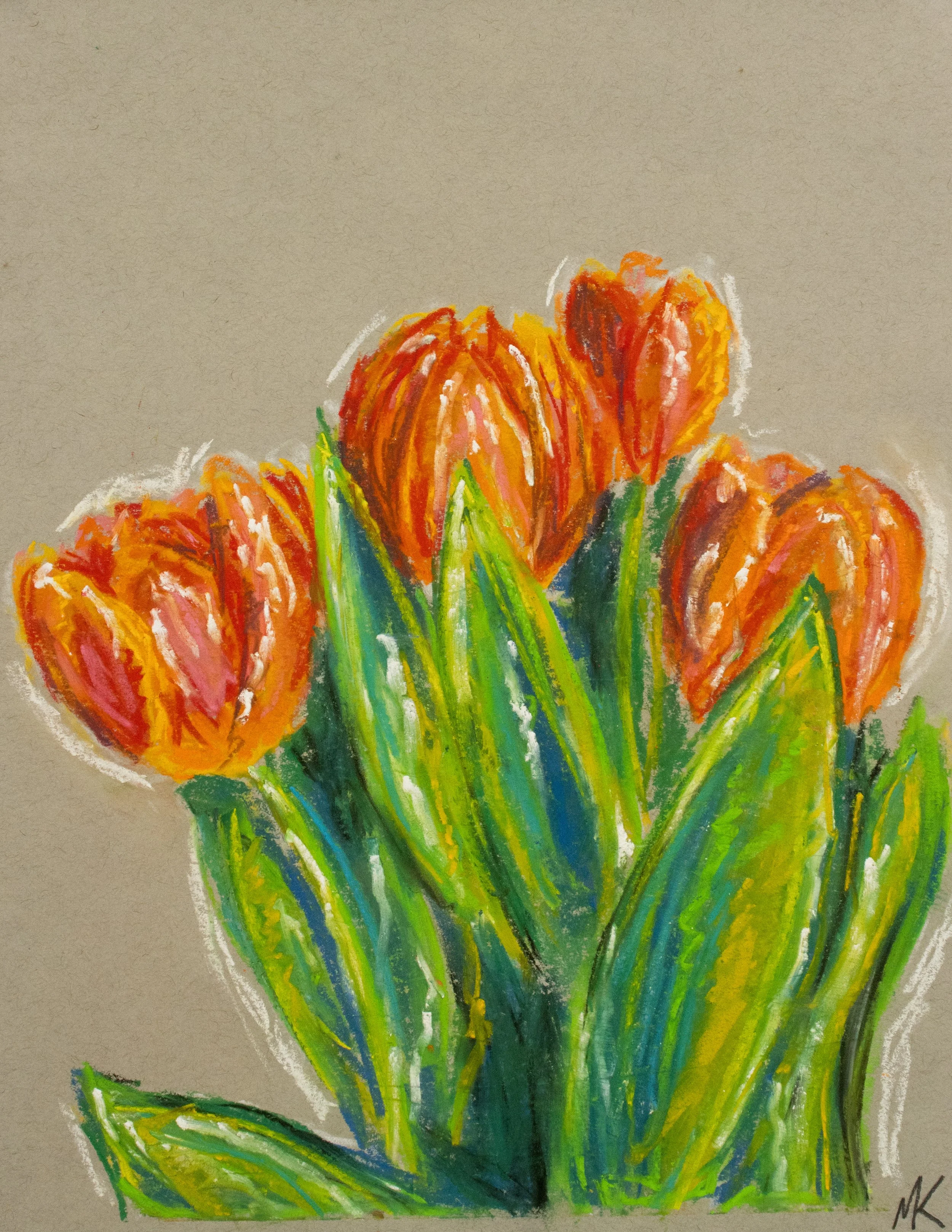 chalk pastel on toned paper