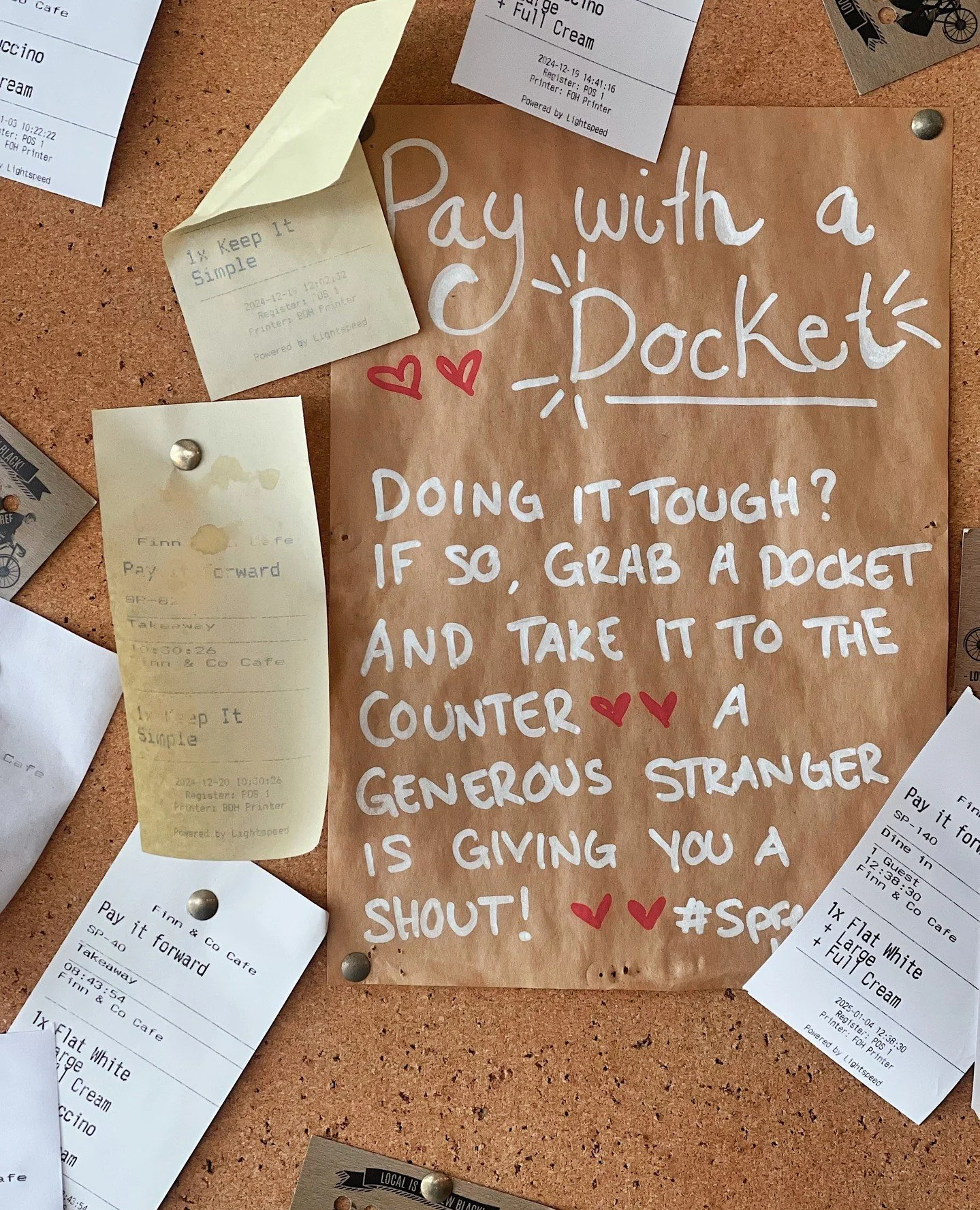 One of our favourite things at Springwood.⁠
⁠
The Pay With A Docket board.⁠
⁠
A coffee, a meal, or a little treat left behind for someone else to grab when they need it.⁠
⁠
Simple idea. Good people.⁠
⁠
-⁠
📍1/107 Macquarie Rd, Springwood⁠
📍1 David R