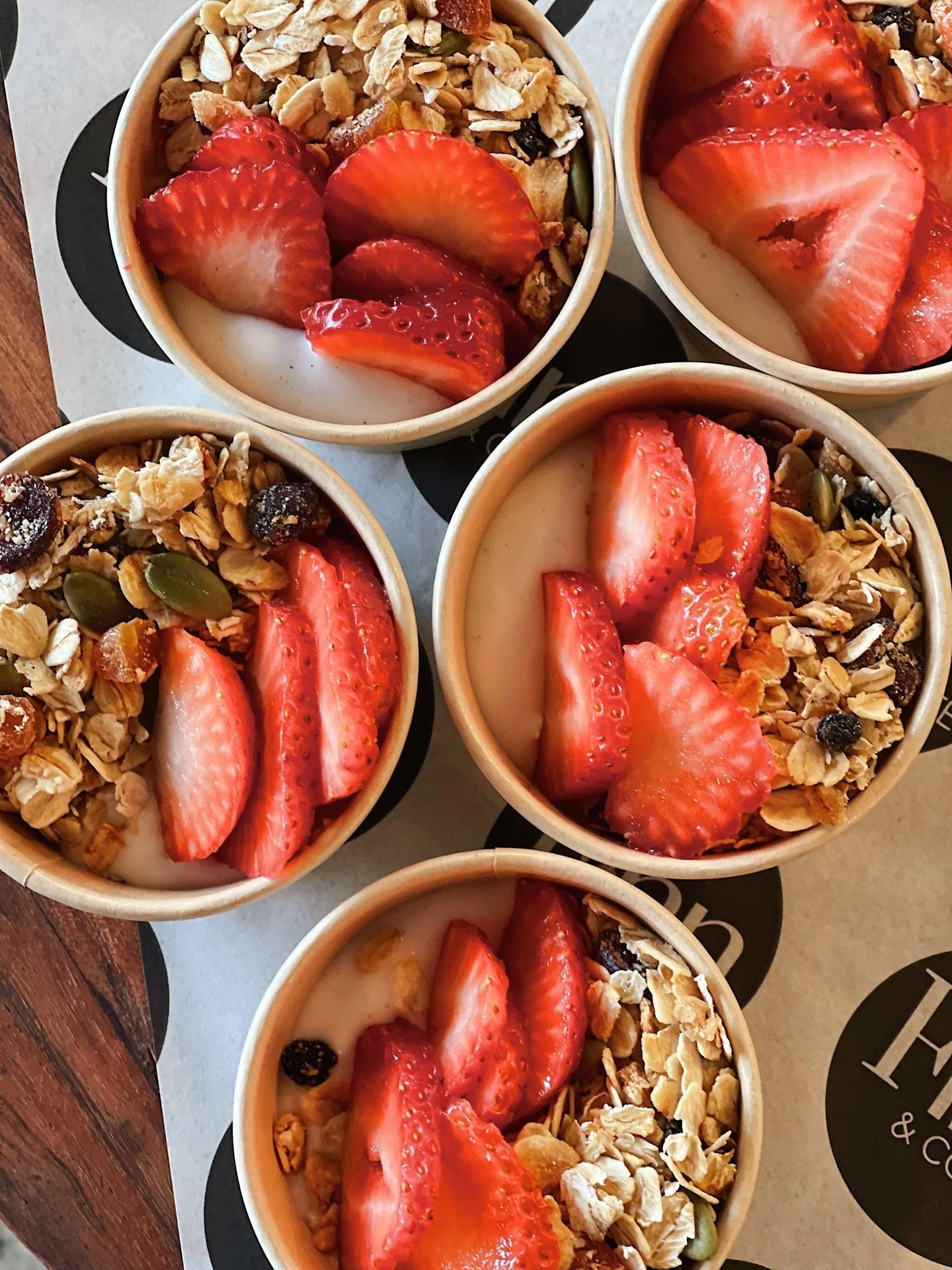 A little something for the catering table. 🍓🥥⁠
⁠
Our coconut granola cups are crunchy, creamy and just the right amount of sweet &mdash; made with coconut yoghurt, granola, and fresh fruit.⁠
⁠
Perfect for a breakfast spread, morning tea or a meetin