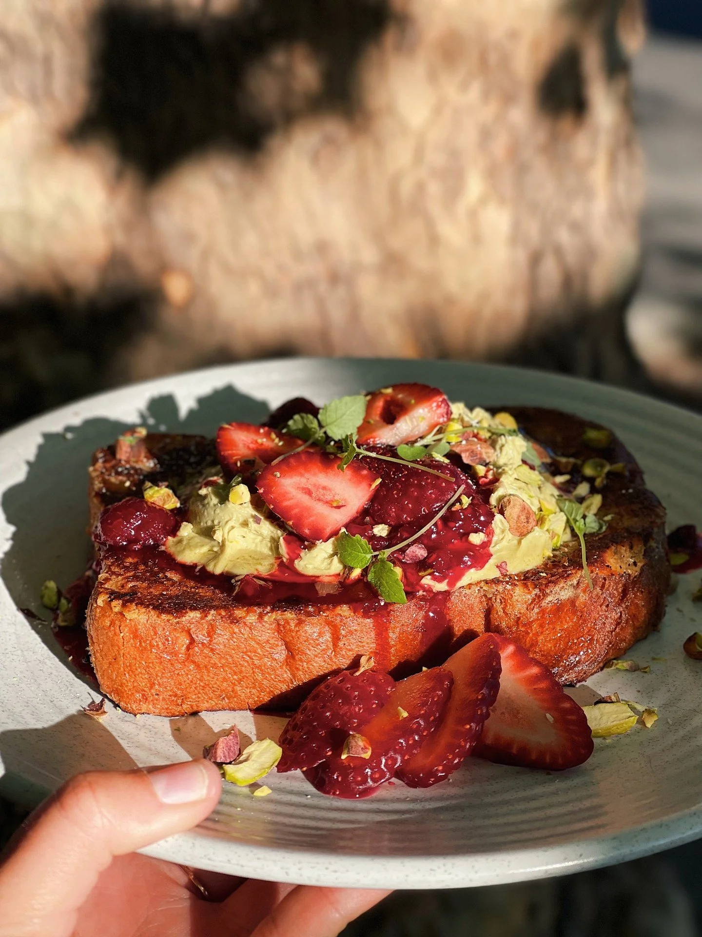 Pistachio French Toast 💚⁠
⁠
Thick-cut brioche topped with pistachio mascarpone, raspberry compote, fresh berries and crushed pistachios.⁠
⁠
Sweet, creamy, a little nutty and very hard to share.⁠
⁠
Available now at Springwood.⁠
⁠
-⁠
📍1/107 Macquarie