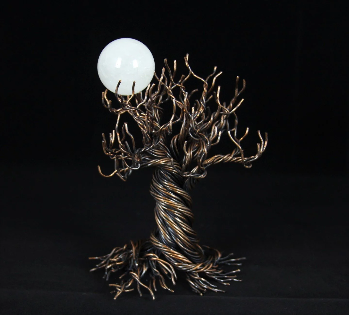 Antique Copper Tree with Quartz Moon - SOLD