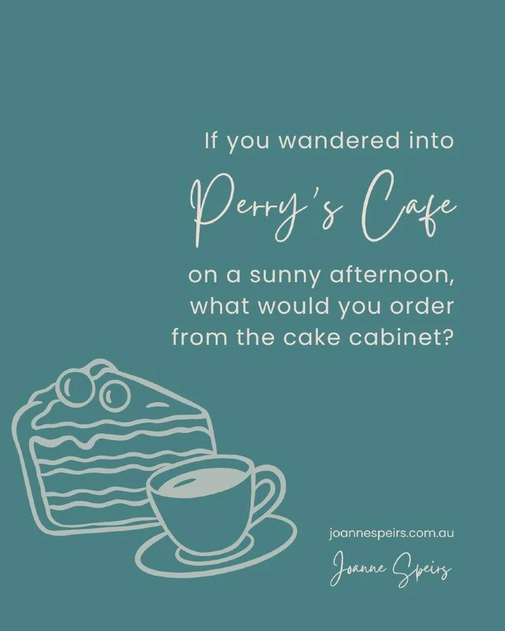 If you wandered into Perry&rsquo;s Caf&eacute; on a sunny afternoon, what would you order from the cake cabinet? 😋

Would you go for Marge&rsquo;s famous carrot cake? Or something else?

I salivate every time I write a scene featuring desserts the C