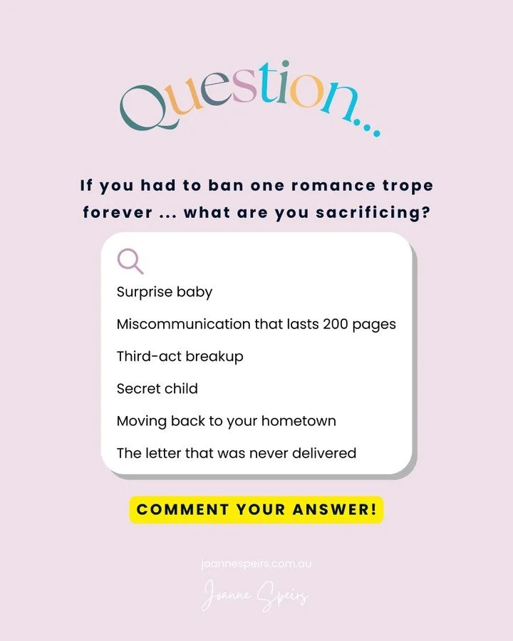 If you had to ban ONE romance trope forever &hellip;

What are you sacrificing? 👀

🔥 Surprise baby
💔 Miscommunication that lasts 200 pages
🤠 Third-act breakup
👶 Secret child
🏡 Moving back to your hometown
💌 The letter that was never delivered

