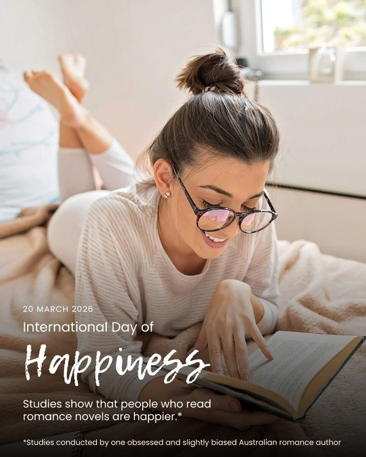 Studies show that people who read romance novels are happier.

Studies conducted by one obsessed and slightly biased Australian romance author &hellip; but still 😜

Think about it.

Romance readers get:
✨ guaranteed happy endings
✨ emotionally avail