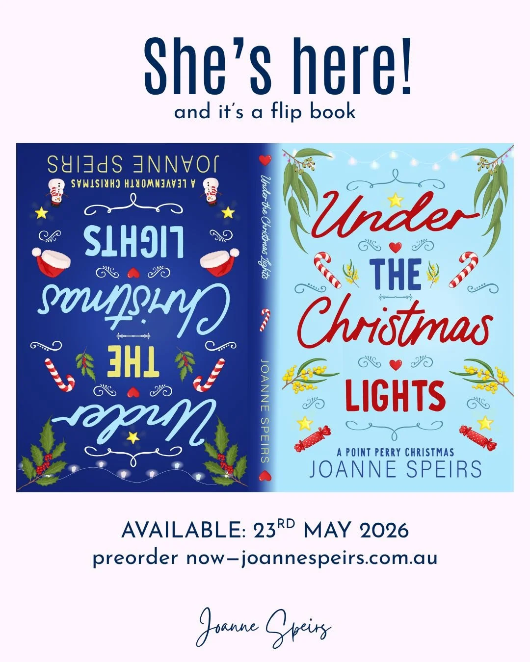 'Under the Christmas Lights' 🥹🎄

Four love stories. Two towns. One collection&mdash;and for the first time ever, all together in one book.

But wait &hellip; there's more. 👀

'Under the Christmas Lights' is a flip book&mdash;two covers, one for ea