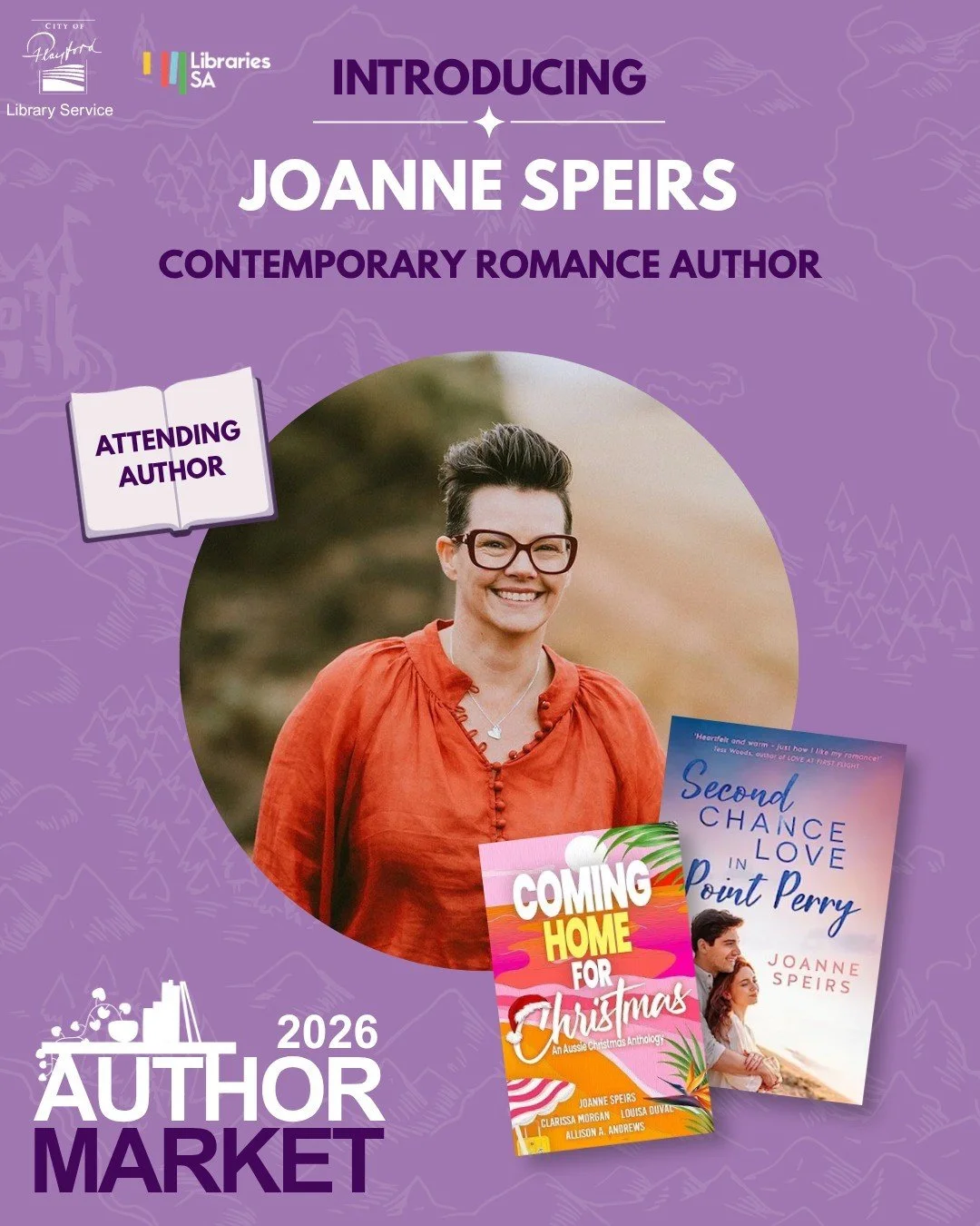 It&rsquo;s official! I'll be heading to the Playford Author Market 💗

Last year was a massive success and I'm excited to be part of the action this year.

🗓 Sunday 5 July | 1&ndash;4PM
📍 Playford Civic Centre
🎟 Free entry | No bookings required
?