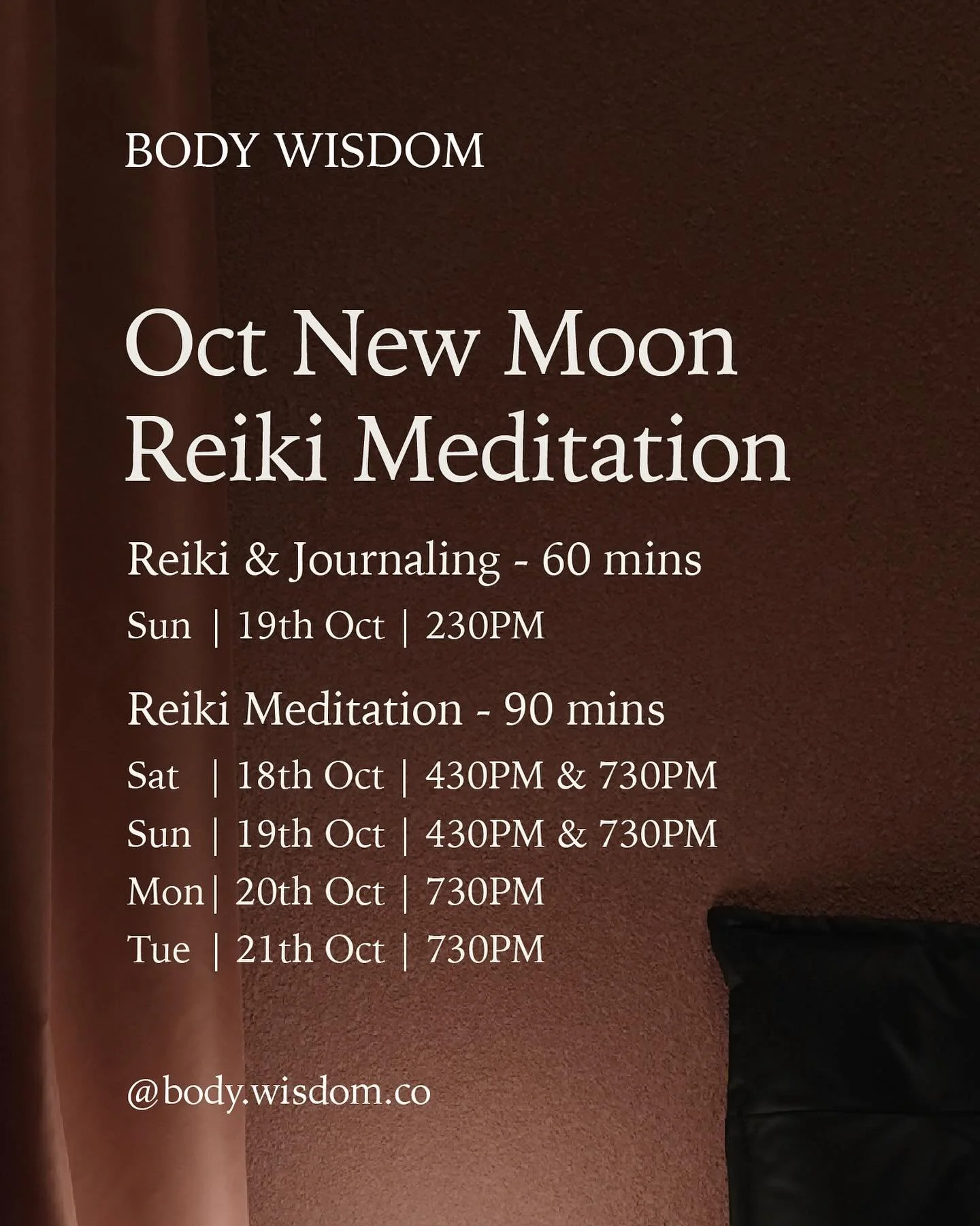 New Moon, New Energy - Renew your intentions and balance your energy with Reiki Meditation ✨

Small group 5 mats ladies only

Book your mat NOW 🌙