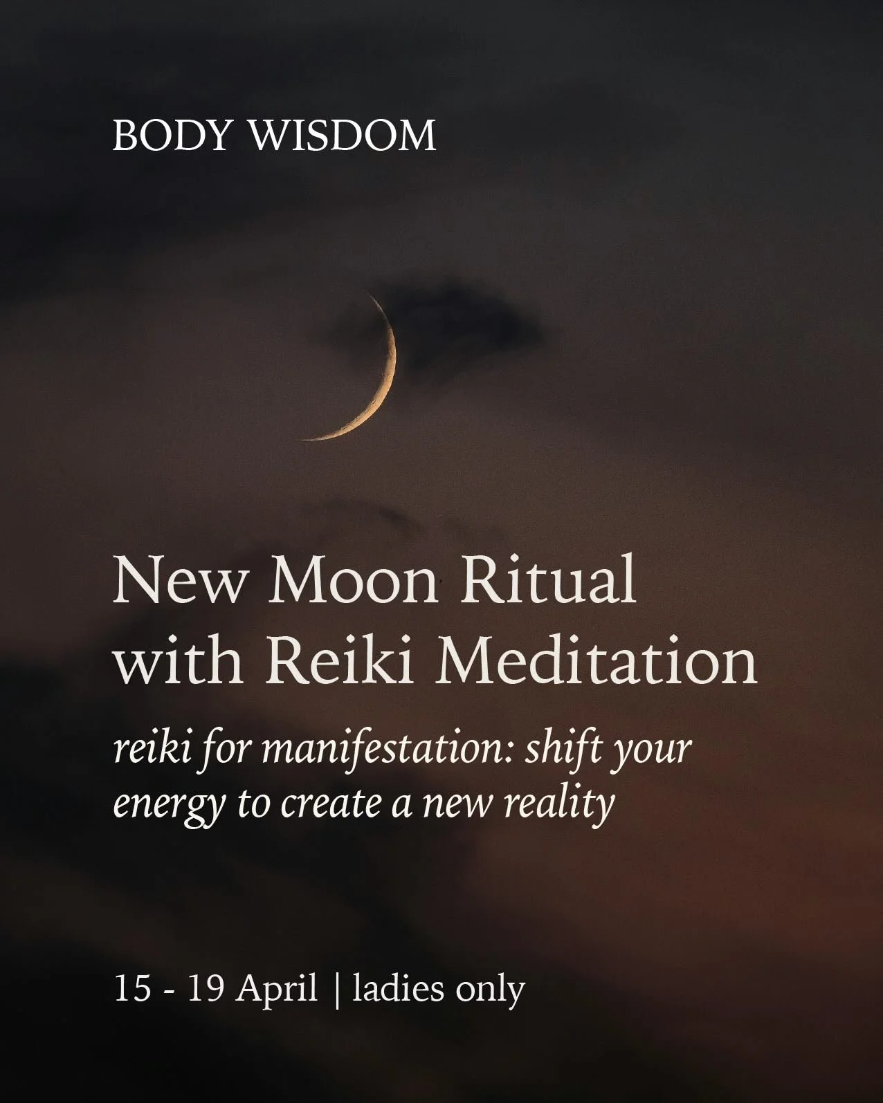 Manifest with Reiki

Ladies only new moon ritual

Book your mat now!