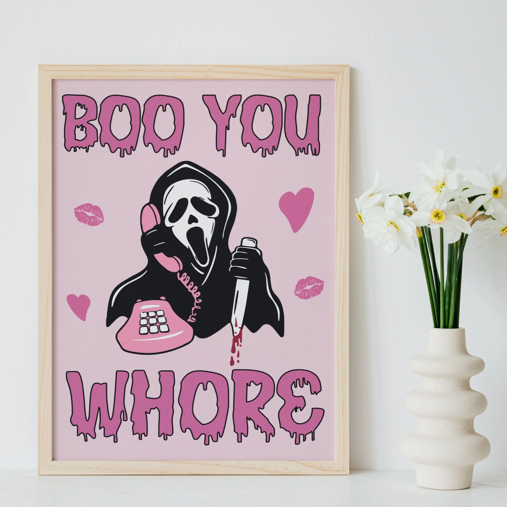 Scream Ghostface Boo You Whore Print