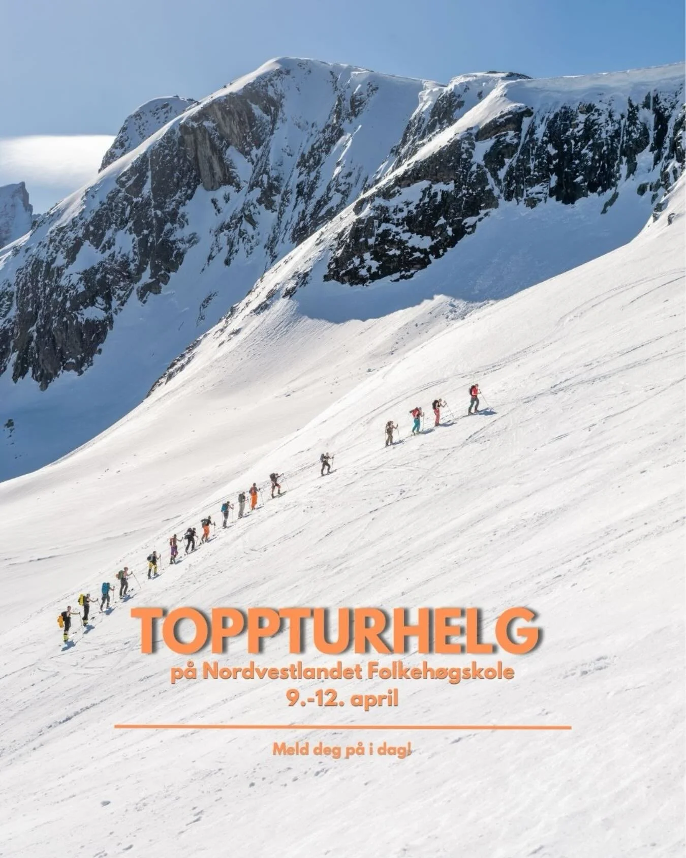 The mountaineering weekend is approaching! Register by 03.04.26 and join us for great mountaineering trips together with the best team. We are betting on good weather and promise a great atmosphere. Link to the event in the bio. Welcome! #folkhøgskol