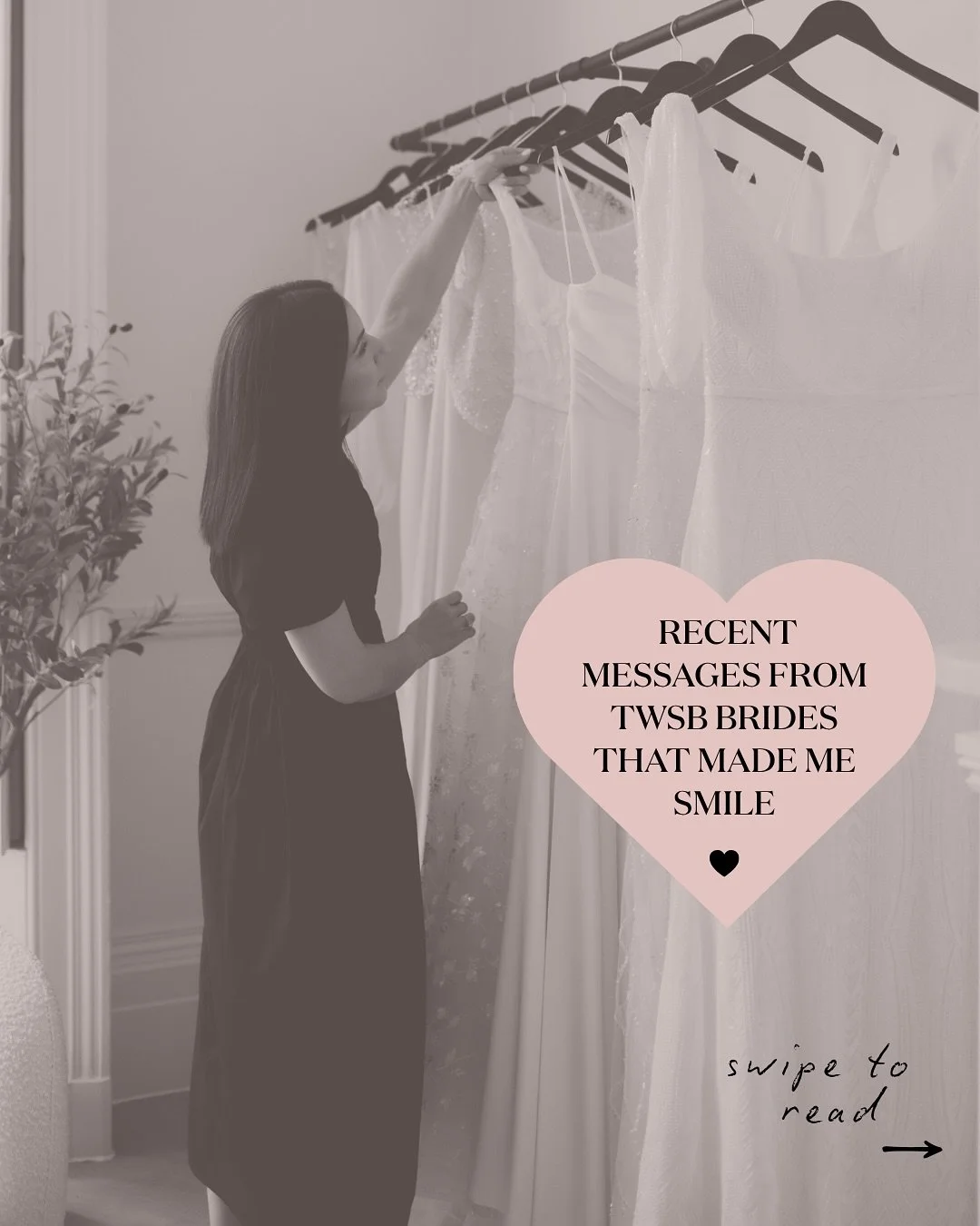 Some recent snippets from my DMs 💌 

Nothing makes me happier than hearing from my gorgeous TWSB brides &mdash; after their first appointment, dress collection, or wedding day. 

You&rsquo;re the reason I love what I do 🤍 

Fancy joining the tribe?