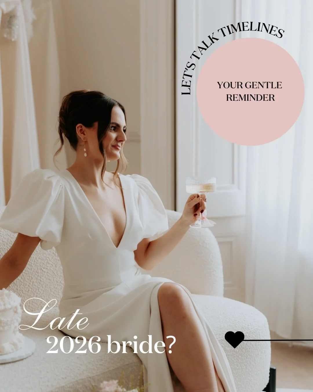 Not sure when you need to have secured your dream wedding dress by? Let&rsquo;s talk timelines 🫶🏼

If you&rsquo;re a late 2026 bride or 2027 bride, swipe through to discover when you need to have found &lsquo;the one&rsquo; by 🤍

And, if you&rsquo