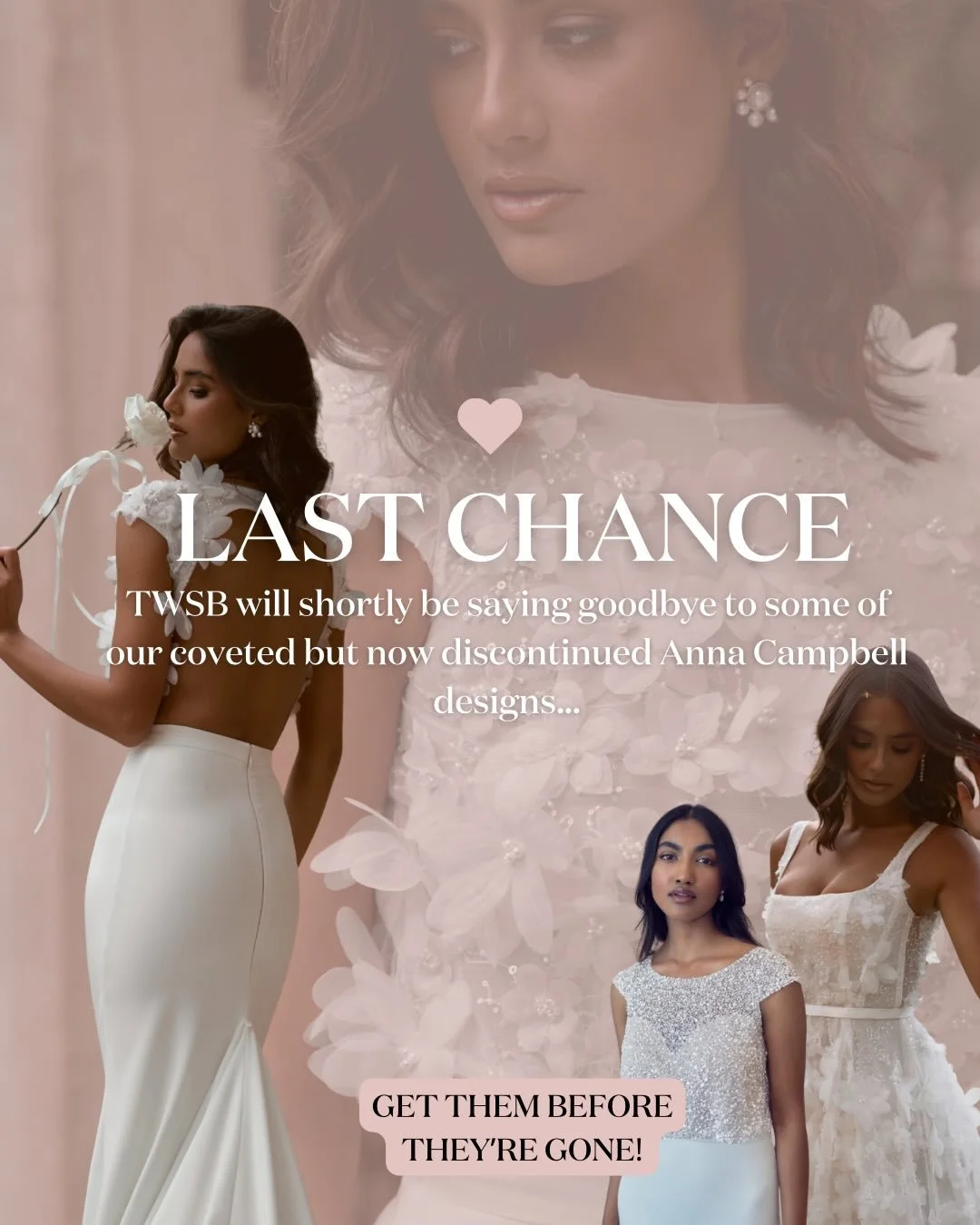 Get them before they&rsquo;re gone&hellip;for good 💔 

TWSB will shortly be saying goodbye to some of our coveted but now discontinued Anna Campbell bridal designs.. 
 
And, like me, I know you&rsquo;ll be sad to see some of these dreamy creations g