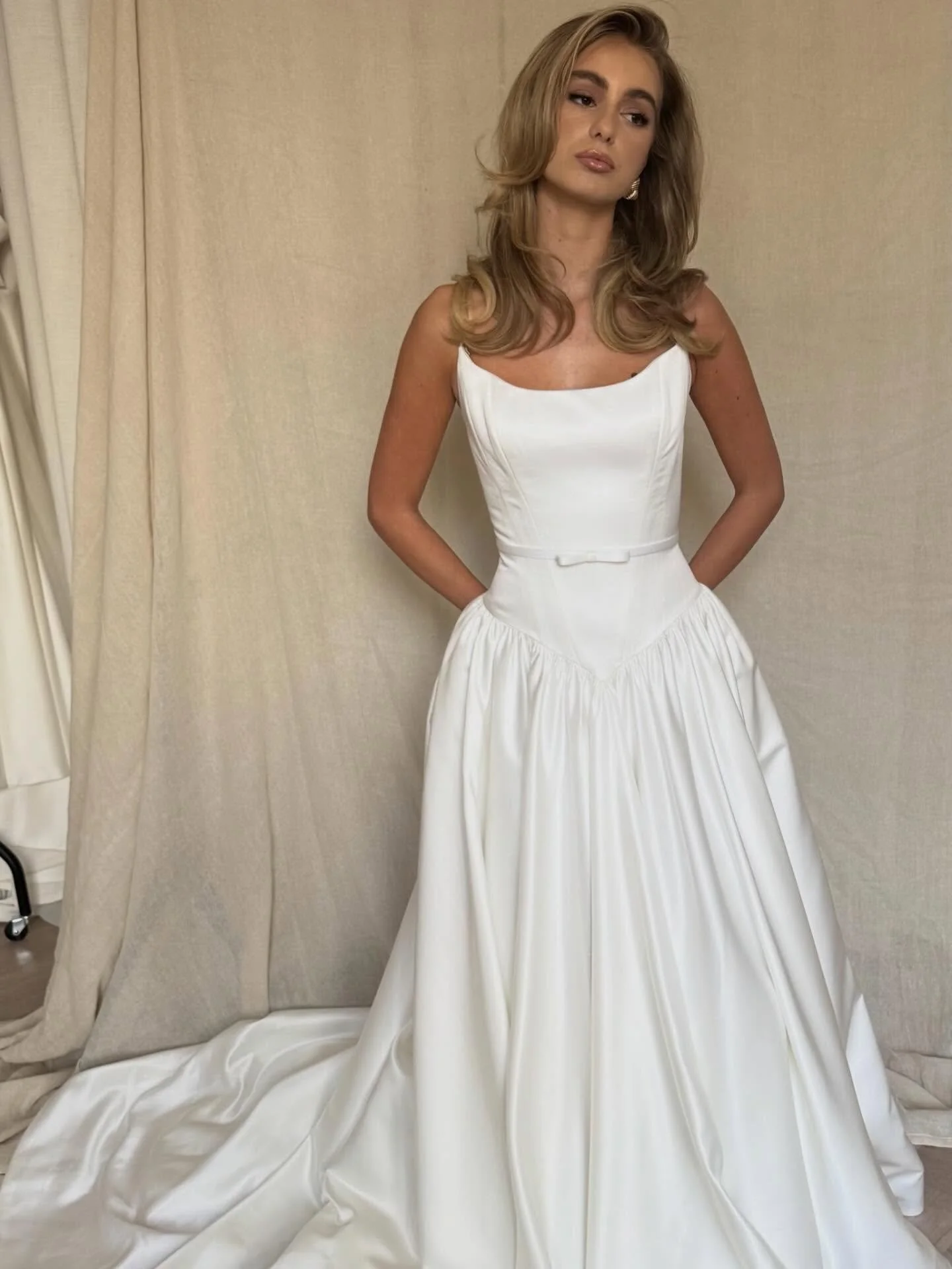 The Jade gown - she&rsquo;s exclusive to TWSB, FYI 🫶🏼

If you&rsquo;re a fan of the basque waist, prepare to have your heart stolen by @elbethgillis JADE 🤍

This decadent, duchess satin wedding dress is the perfect blend of dramatic and pretty - f