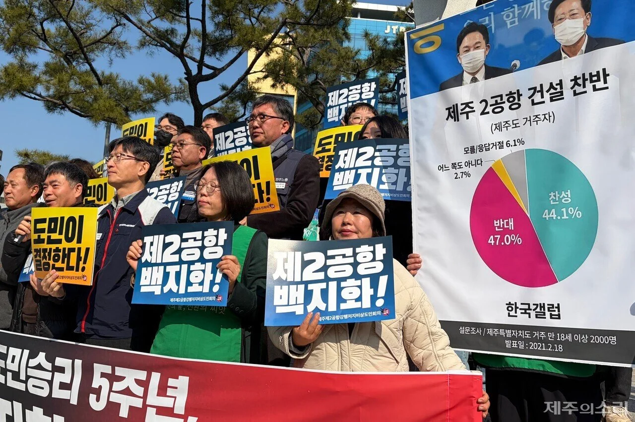 “도민 승리 5주년…제주 제2공항 전면 백지화해야”