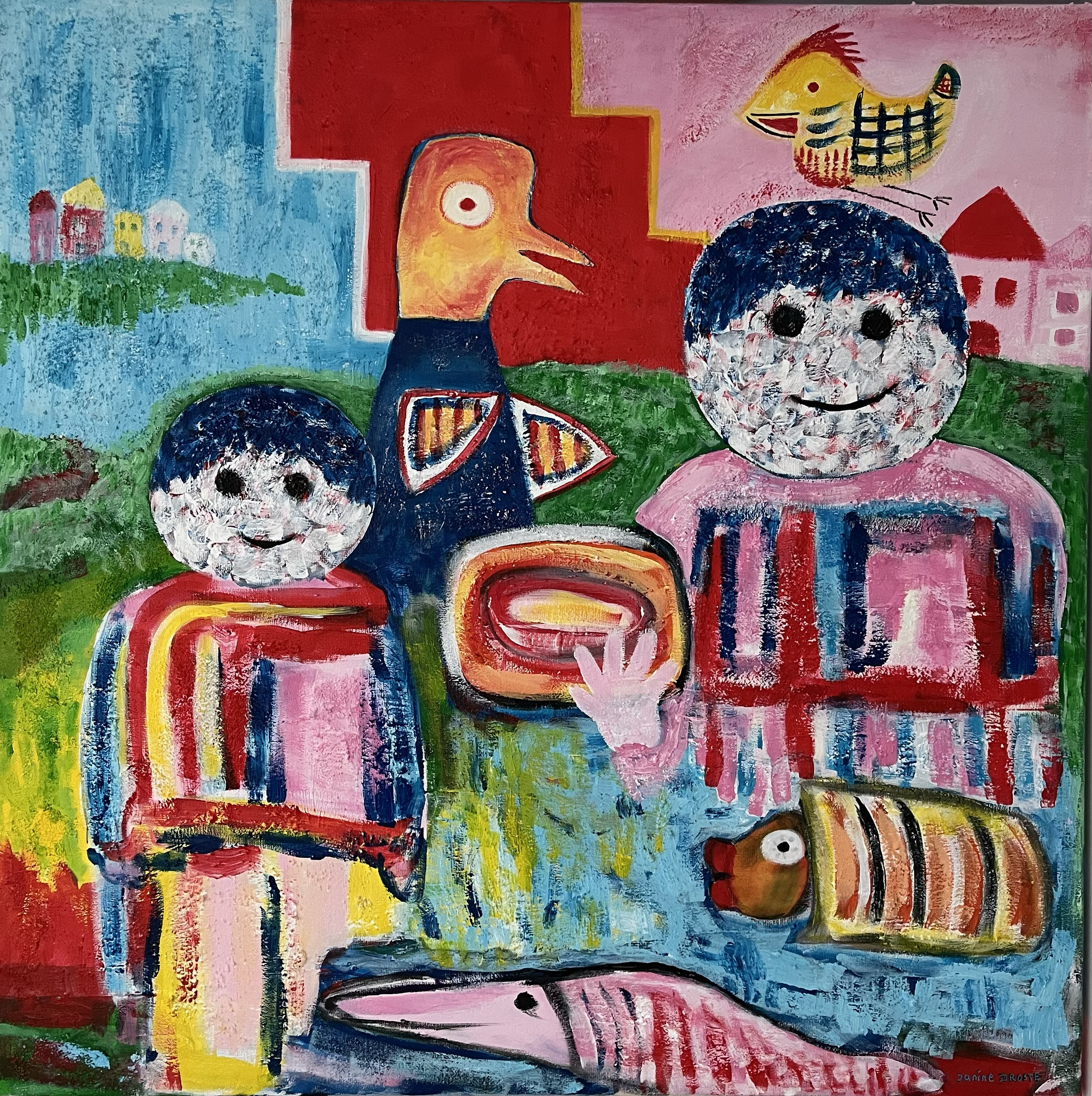 10. Naar het park. 90 x 90 cm.