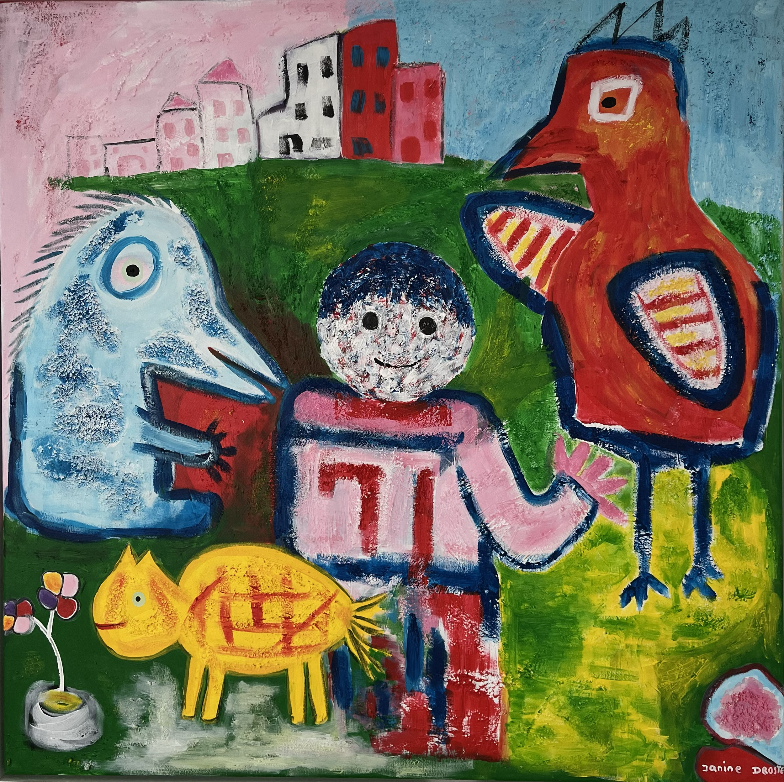 83. Zeg het met een bloemetje. 90 x 90 cm.