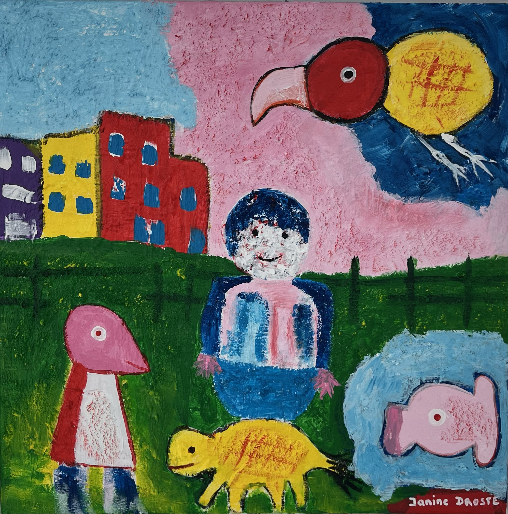 68. Op de boerderij.  39 x 39 cm.