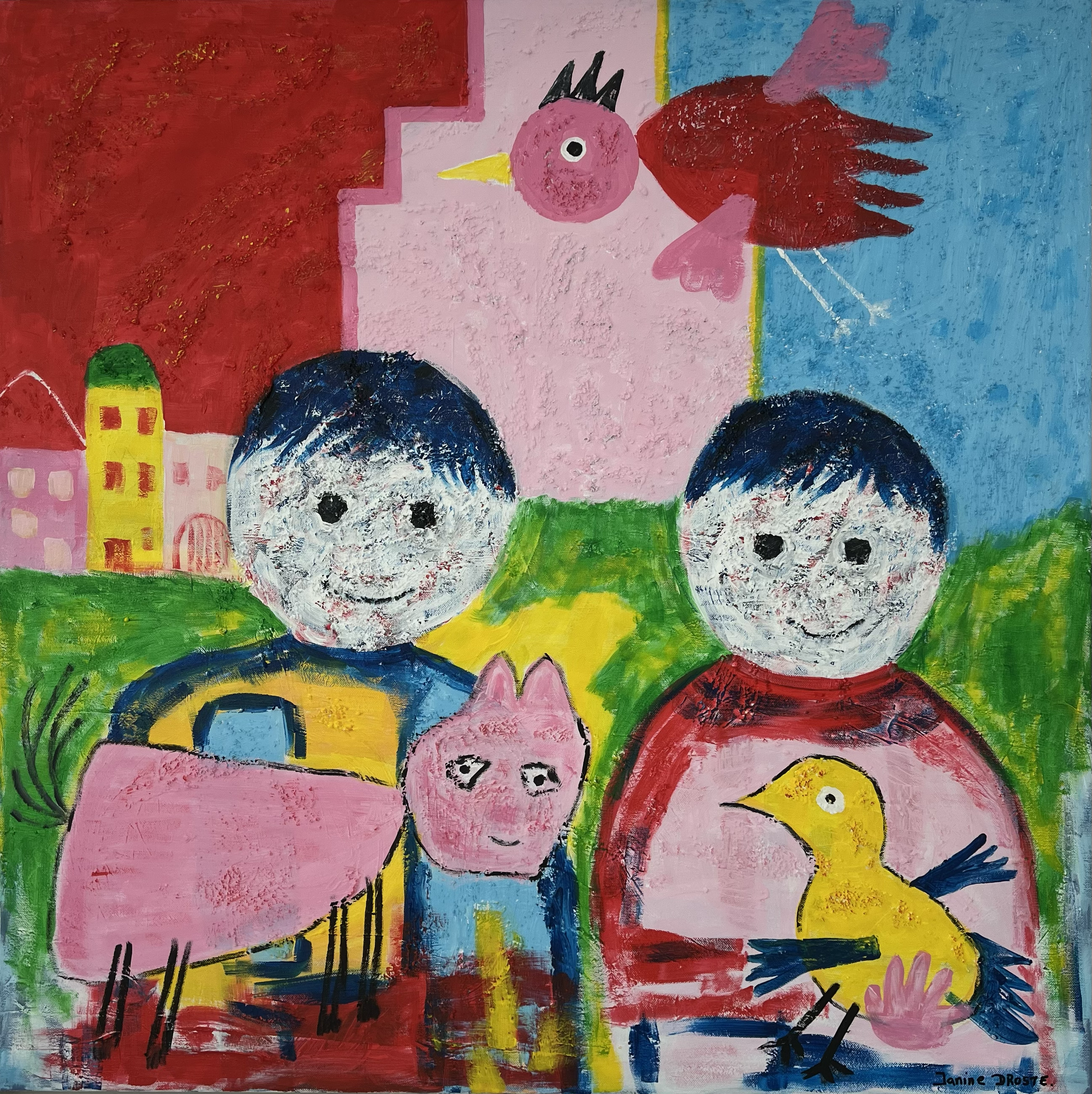 88. Twee vrienden. 80 x 80 cm.