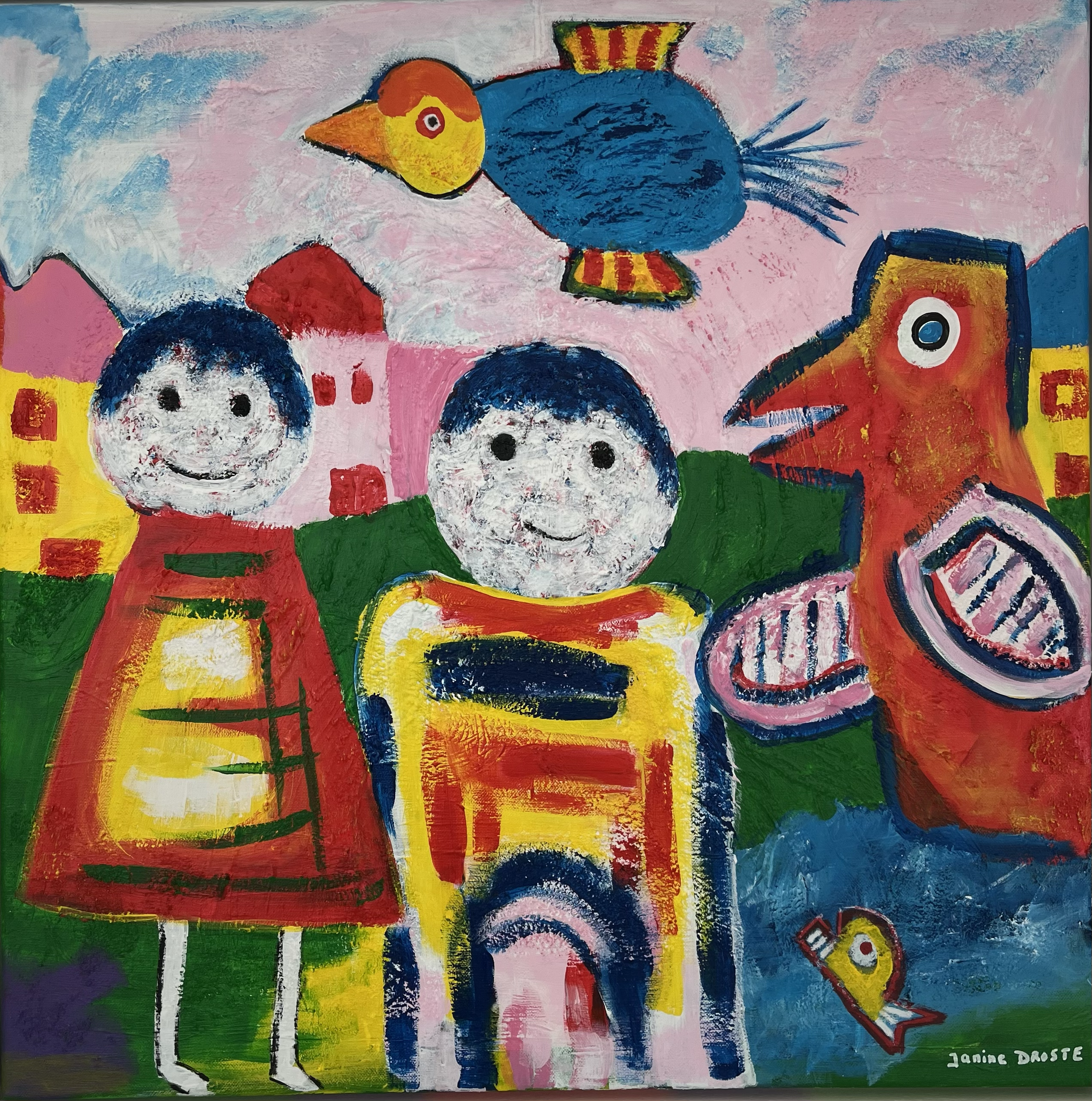 66. Samen met een vriend. 60 x 60 cm.
