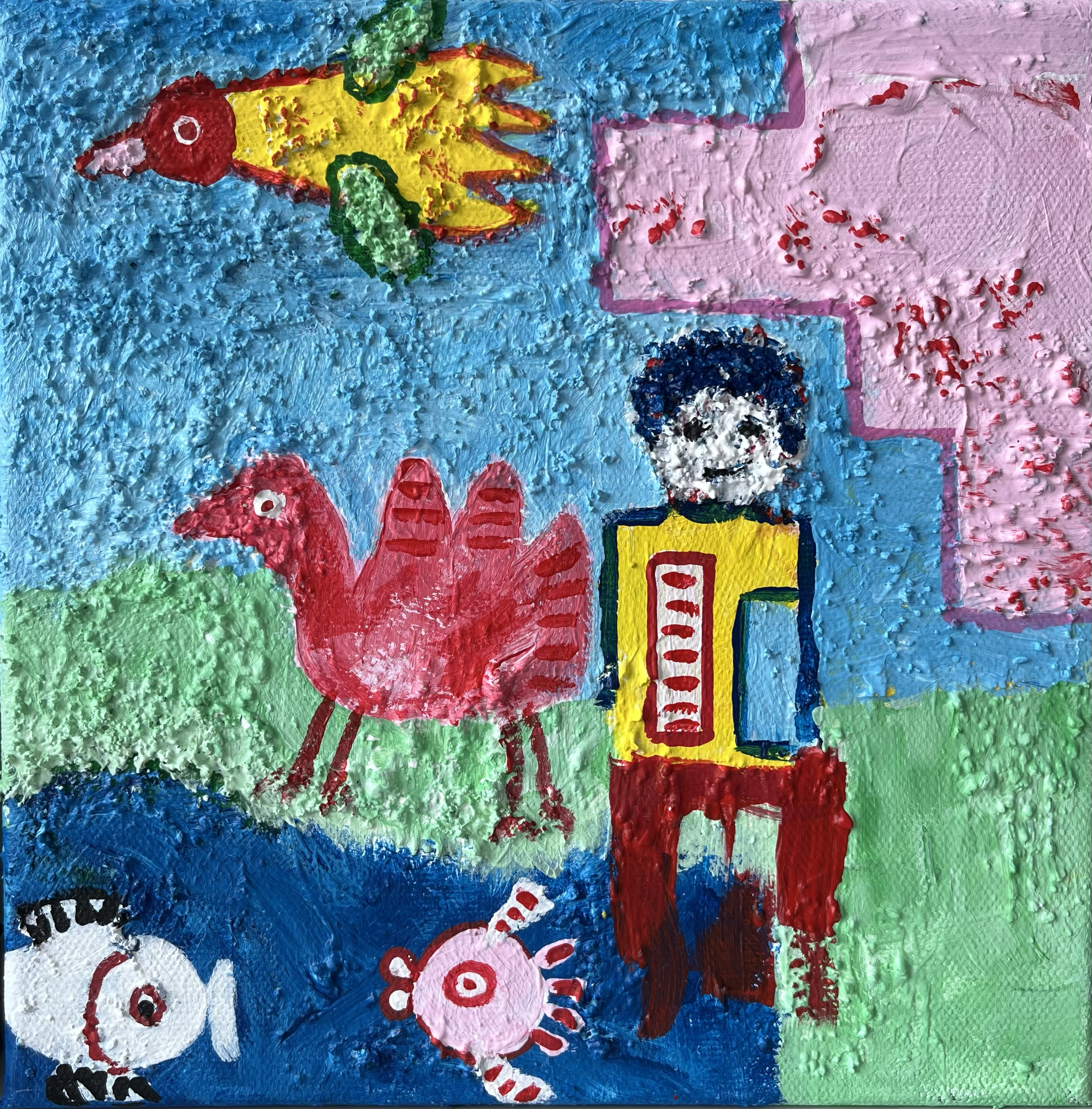 13. Vissen kijken.   20 x 20 cm.  3D