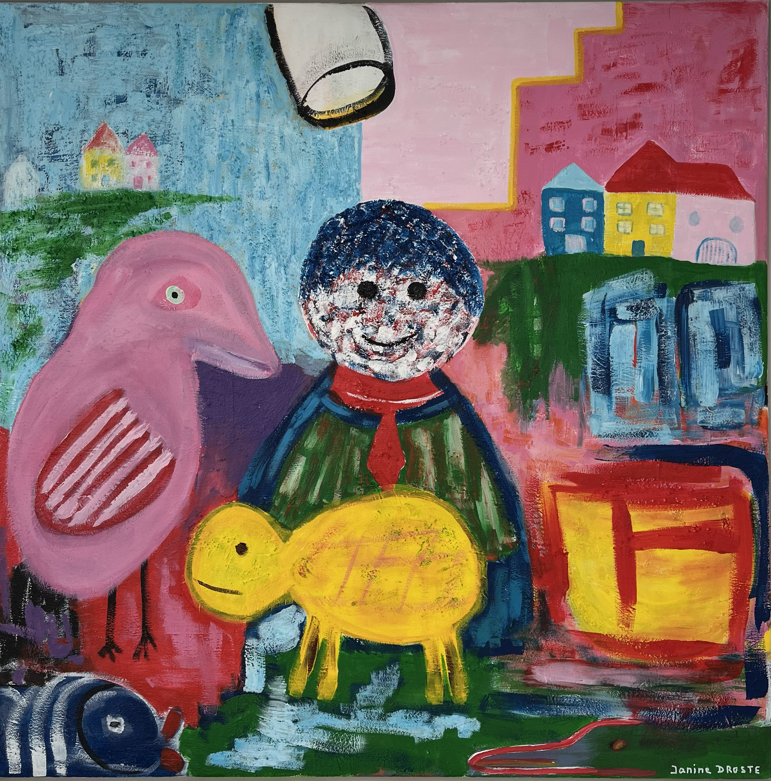 18. Onder de lamp. 90 x 90 cm.