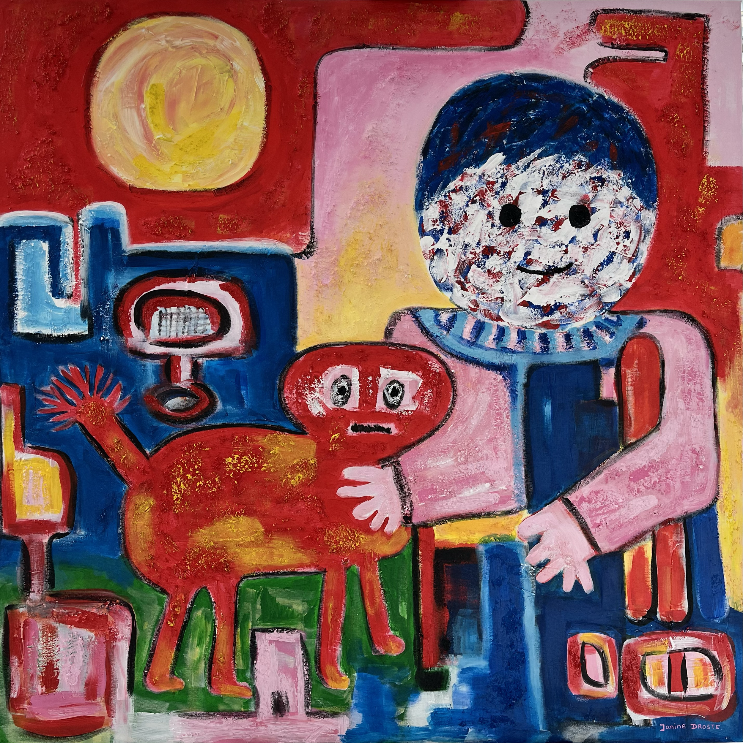 105. Gezellig thuis. 100 x 100 cm.