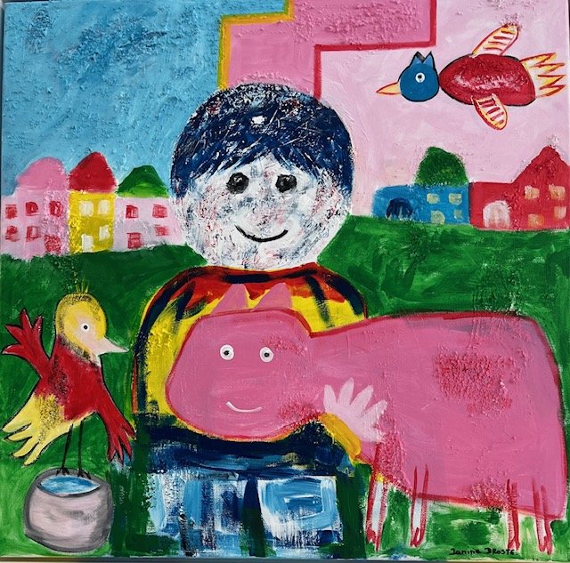 23. Midden in de natuur. 60 x 60 cm.