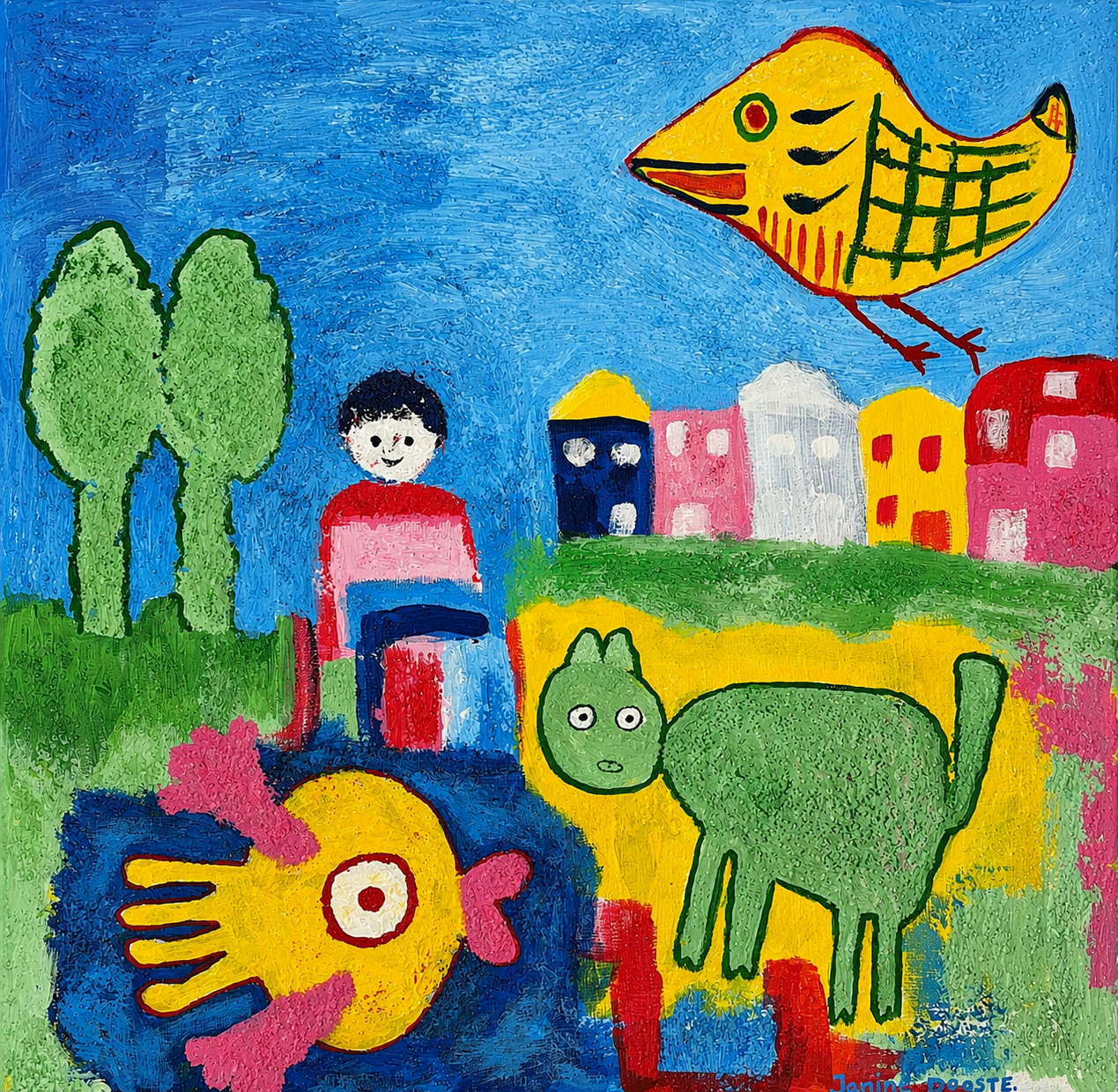 26. Buiten de stad. 40 x 40 cm.