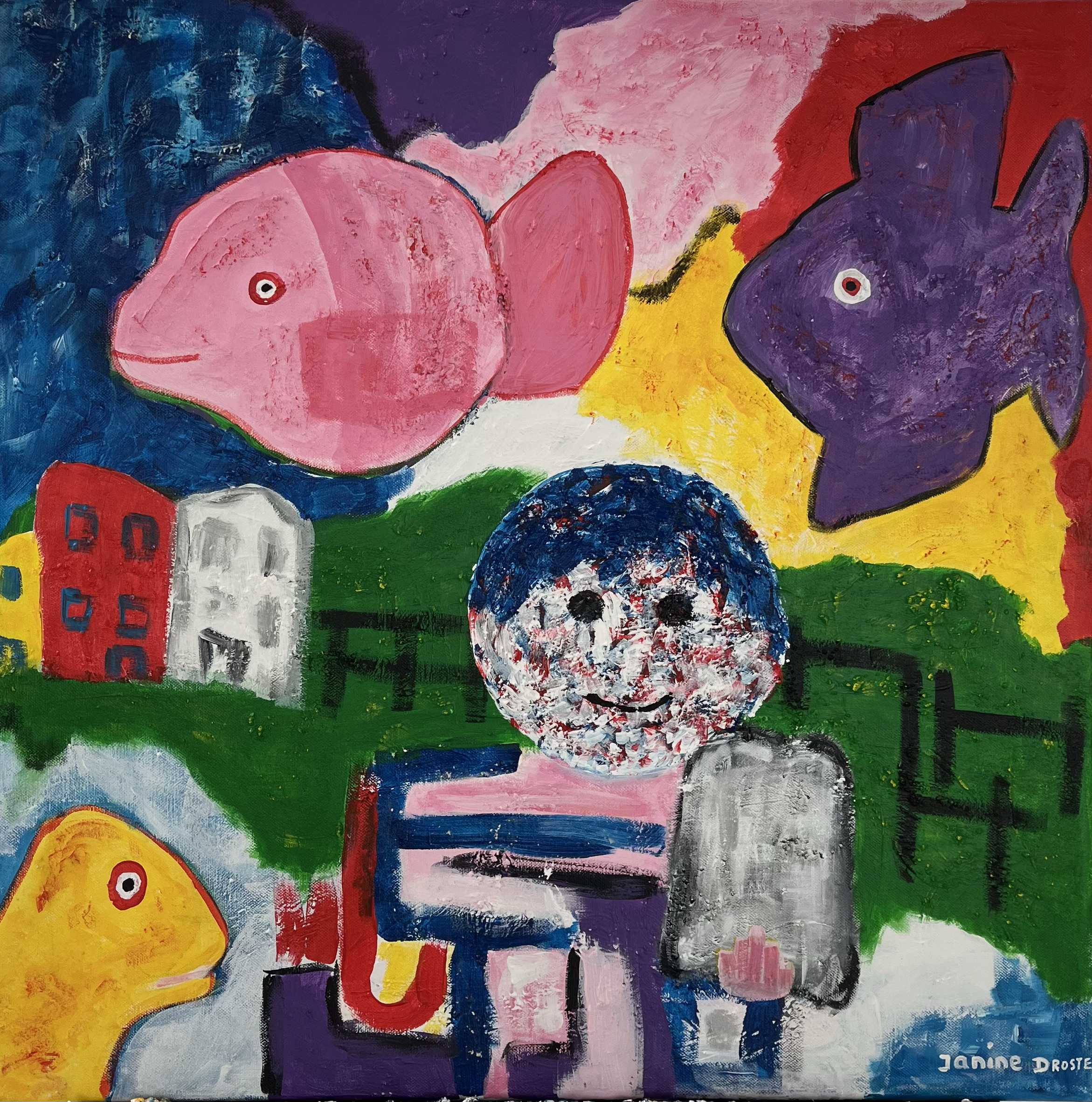 92. Vissen. 60 x 60 cm.