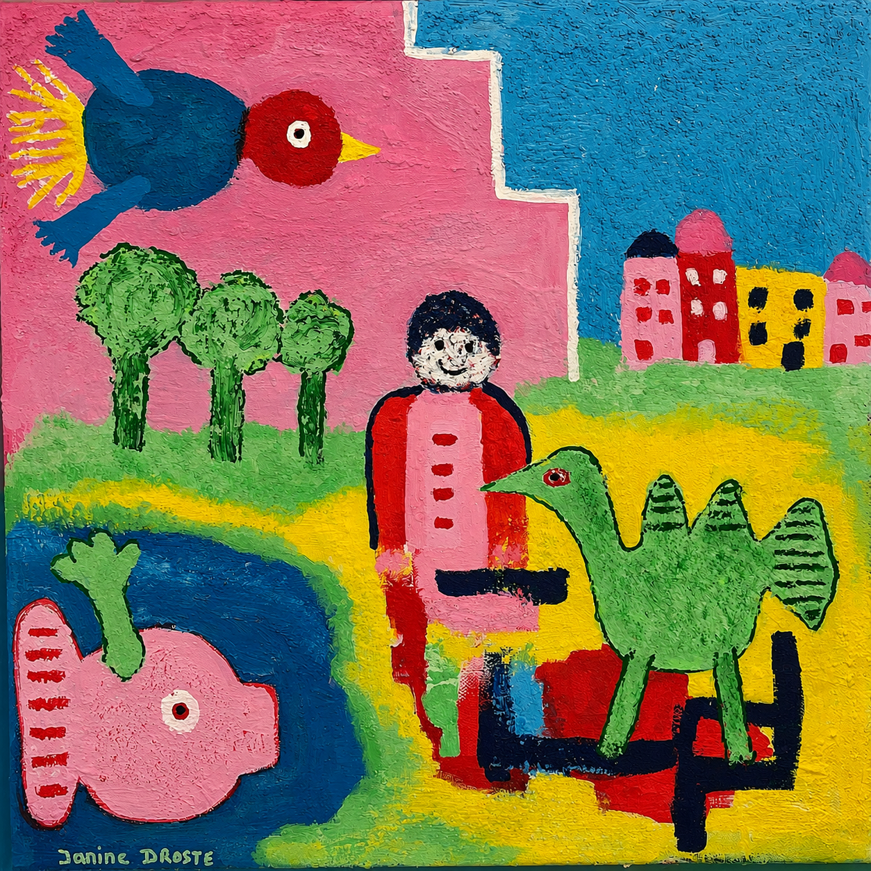 64. De vijver. 40 x 40 cm.