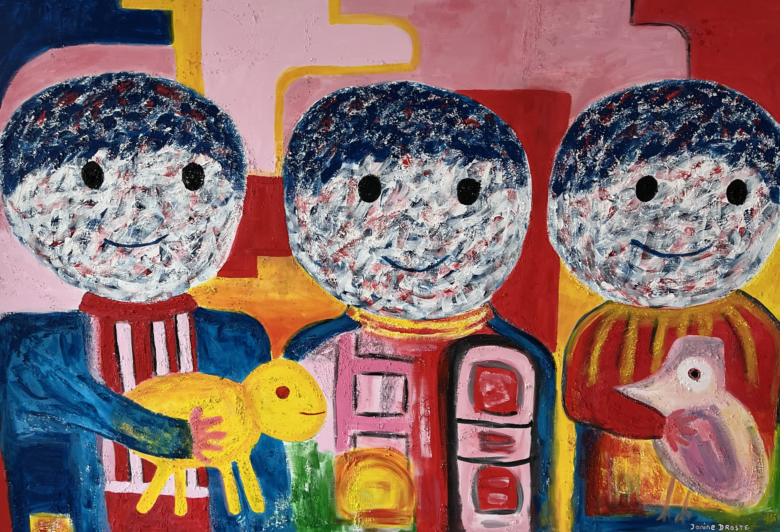 115. Drie op een rij. 3D 100 x 150 cm.