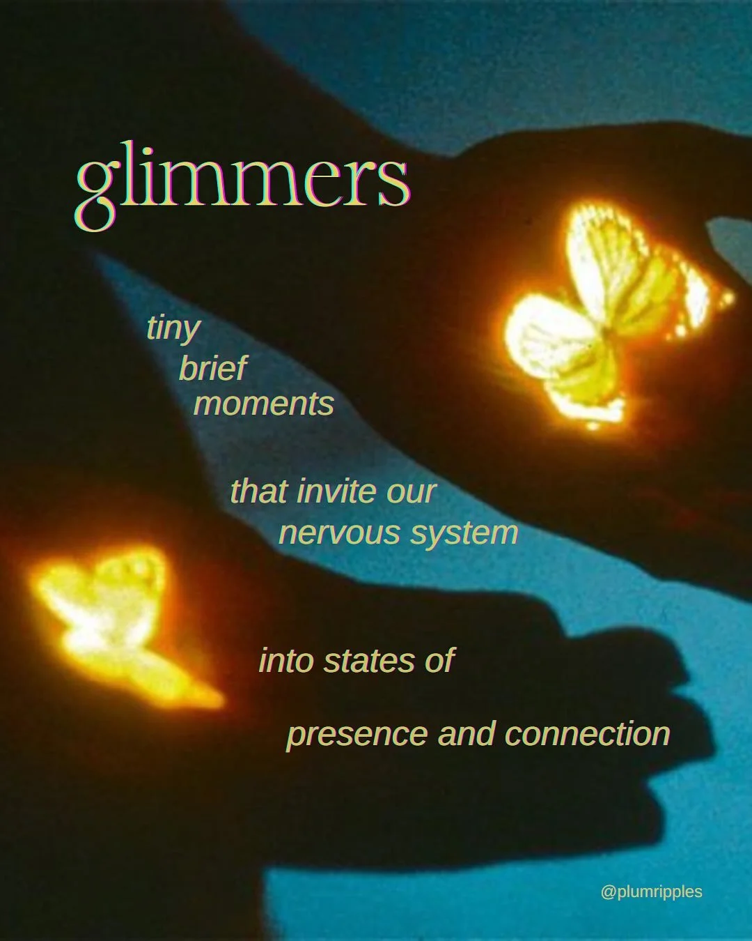 glimmers are the opposite of triggers for your nervous system. pursue glimmers relentlessly wherever you are and notice how your world shimmers differently ✨

join me for 1-1 somatic sessions to get swirlier and feel lighter 🌀 follow that hint of sp