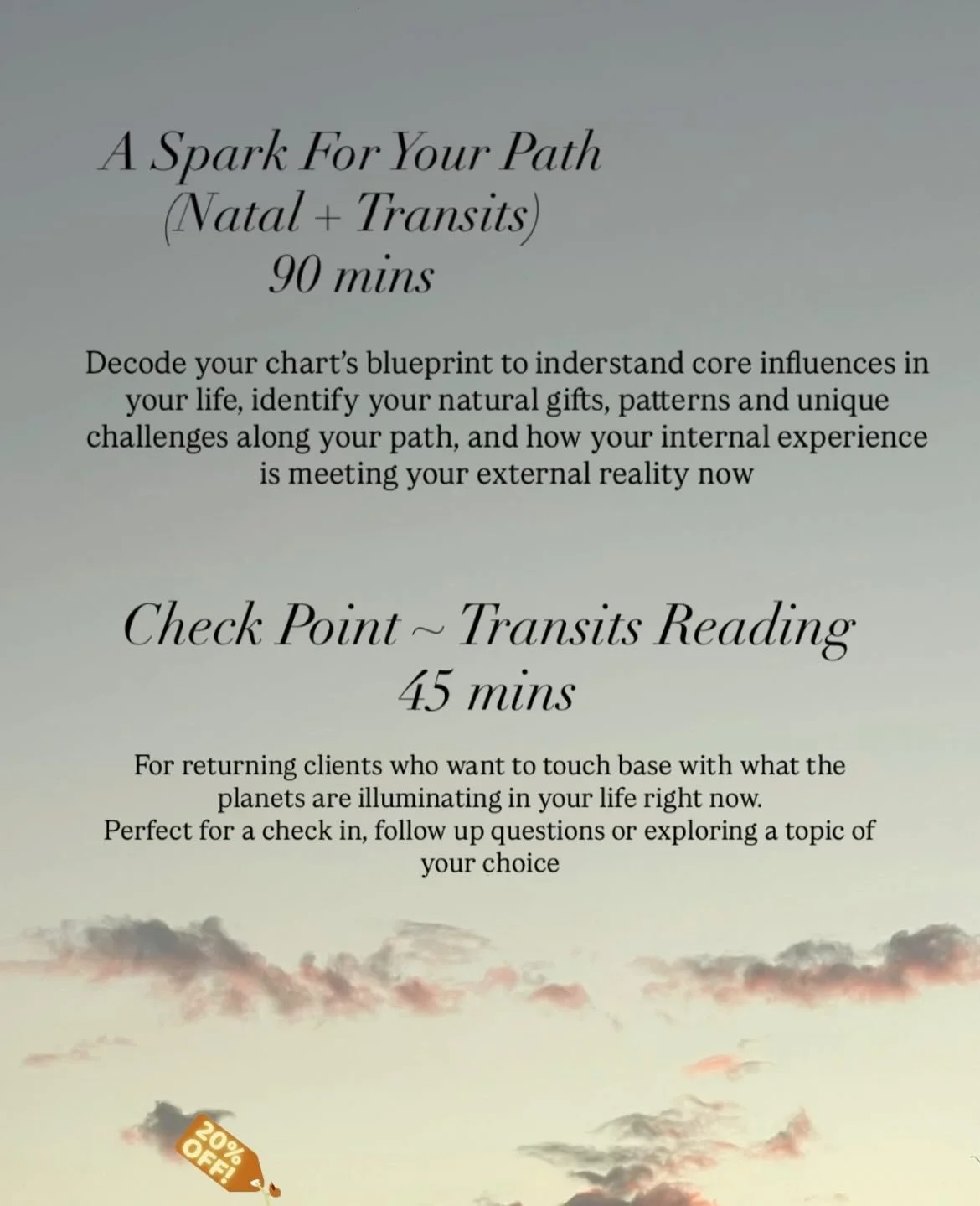 Impromptu sale ~ when inspo arrives in a flash, you listen. 20% off astrology readings for the rest of Venus&rsquo; stay in Pisces. One week only.

secret code: VENUSINPISCES