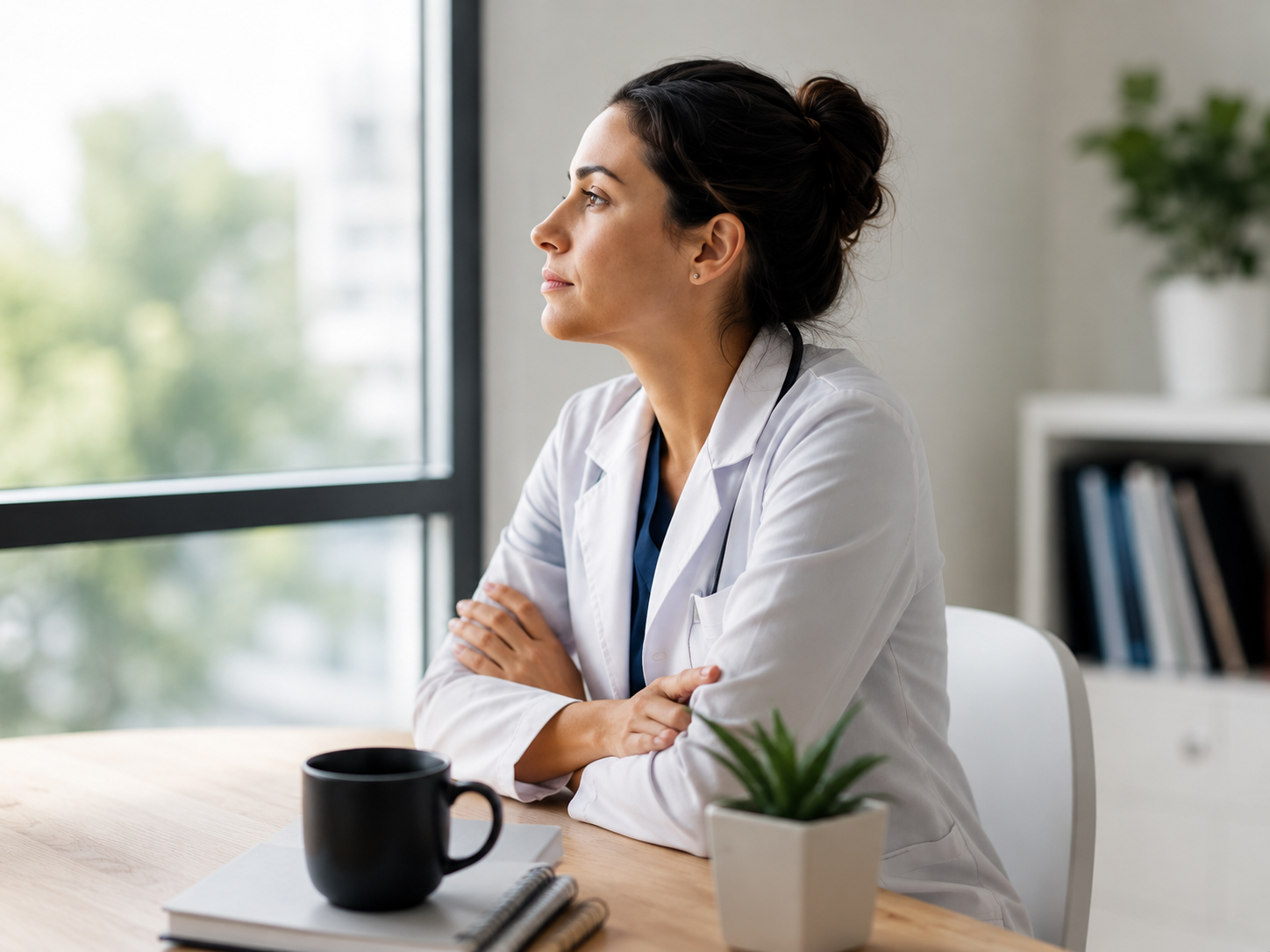 doctor thinking about something worrying