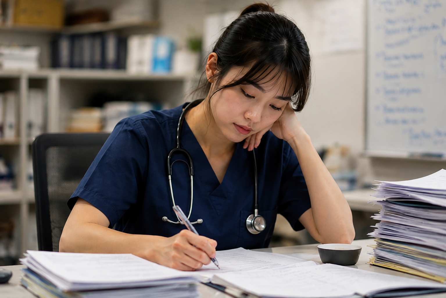 PHOTO OF MED STUDENT STUDYING