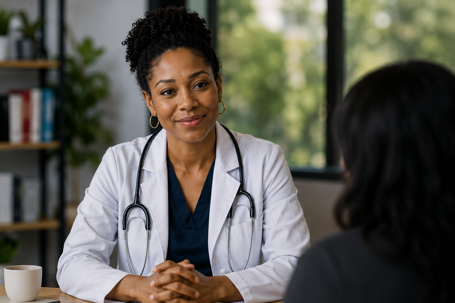 Photo of doctor with patient