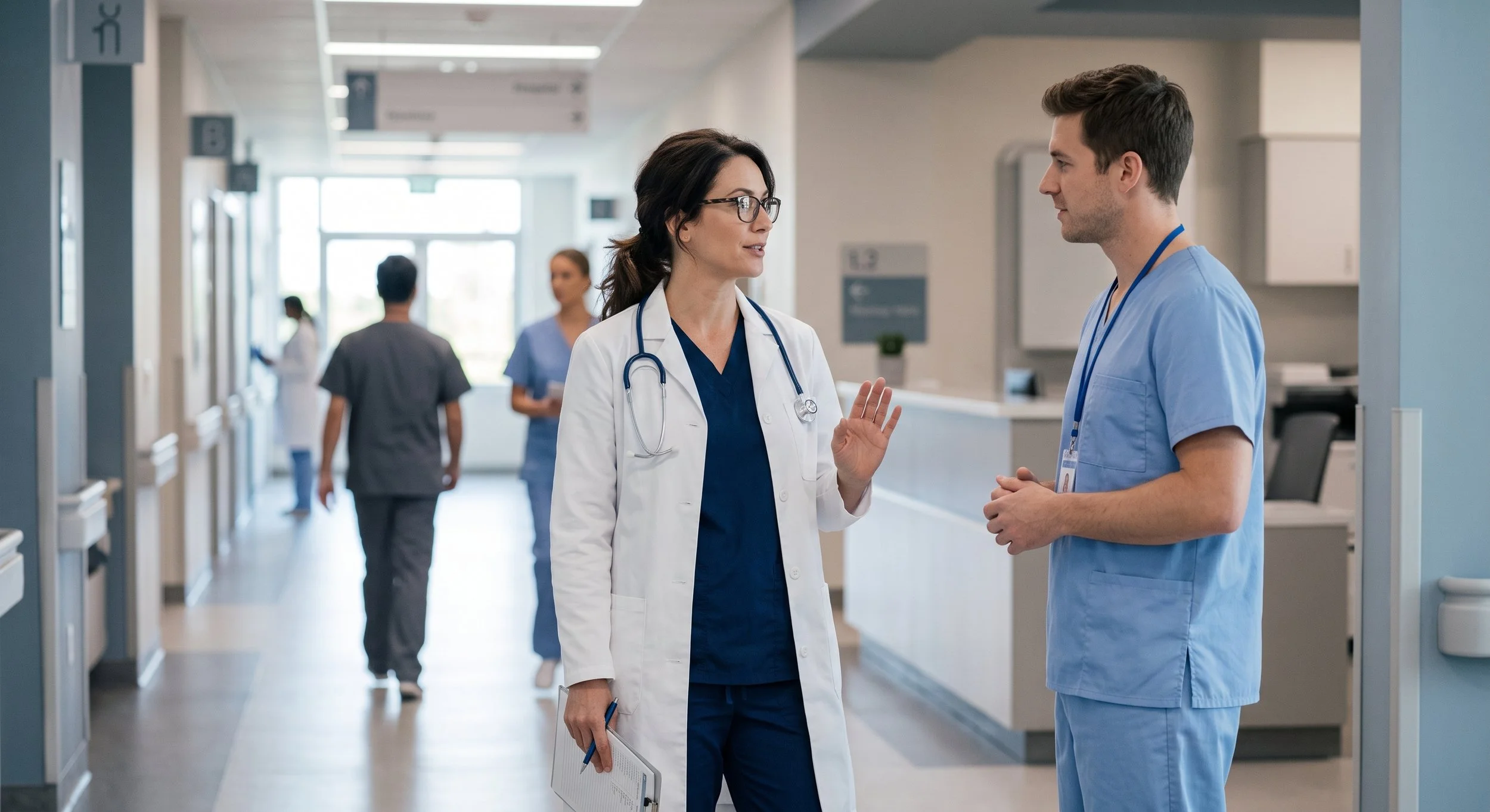doctor talking to nurse