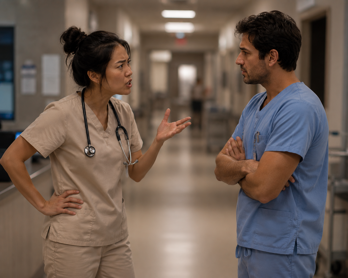 doctor snapping at another doctor