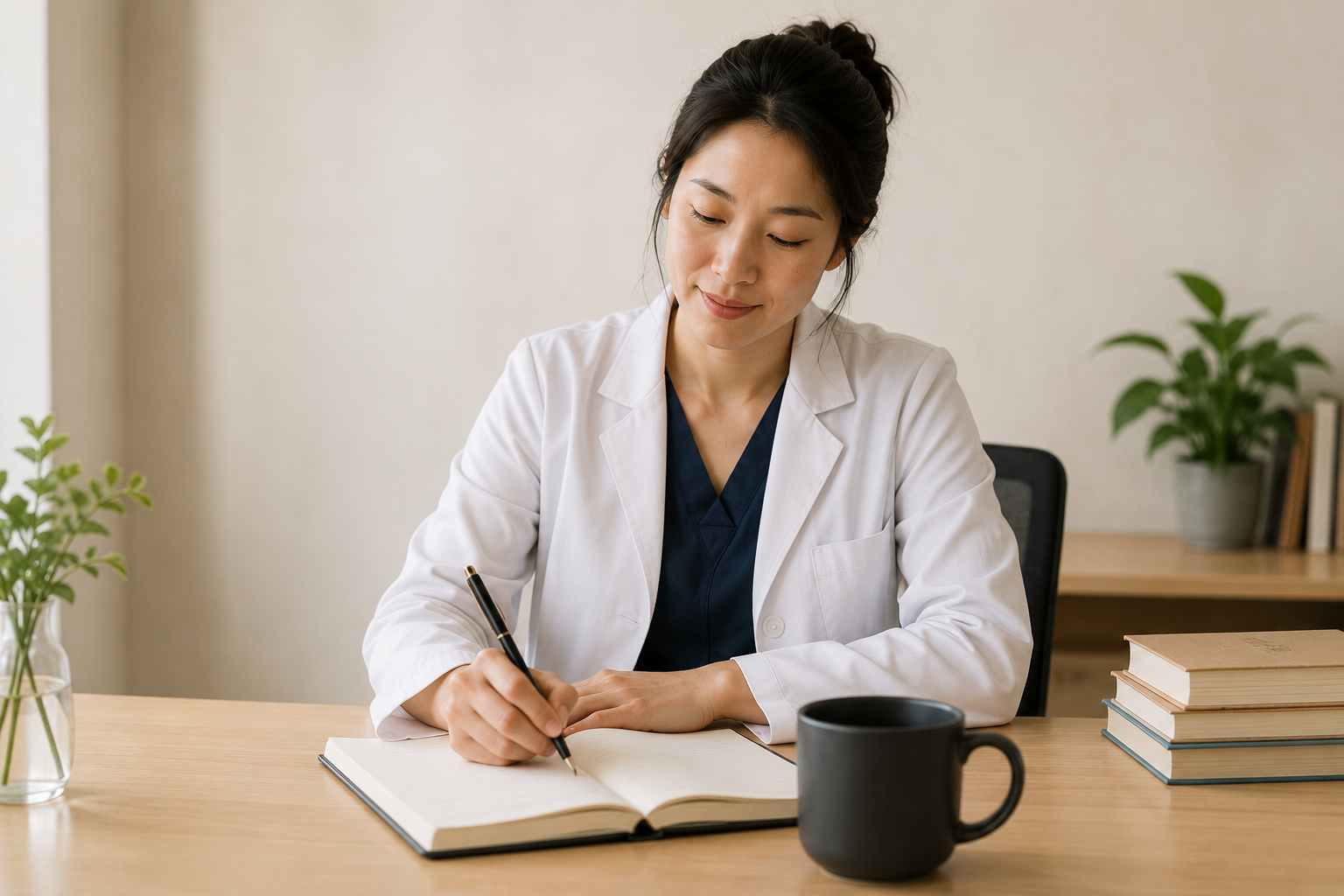 doctor writing something on paper
