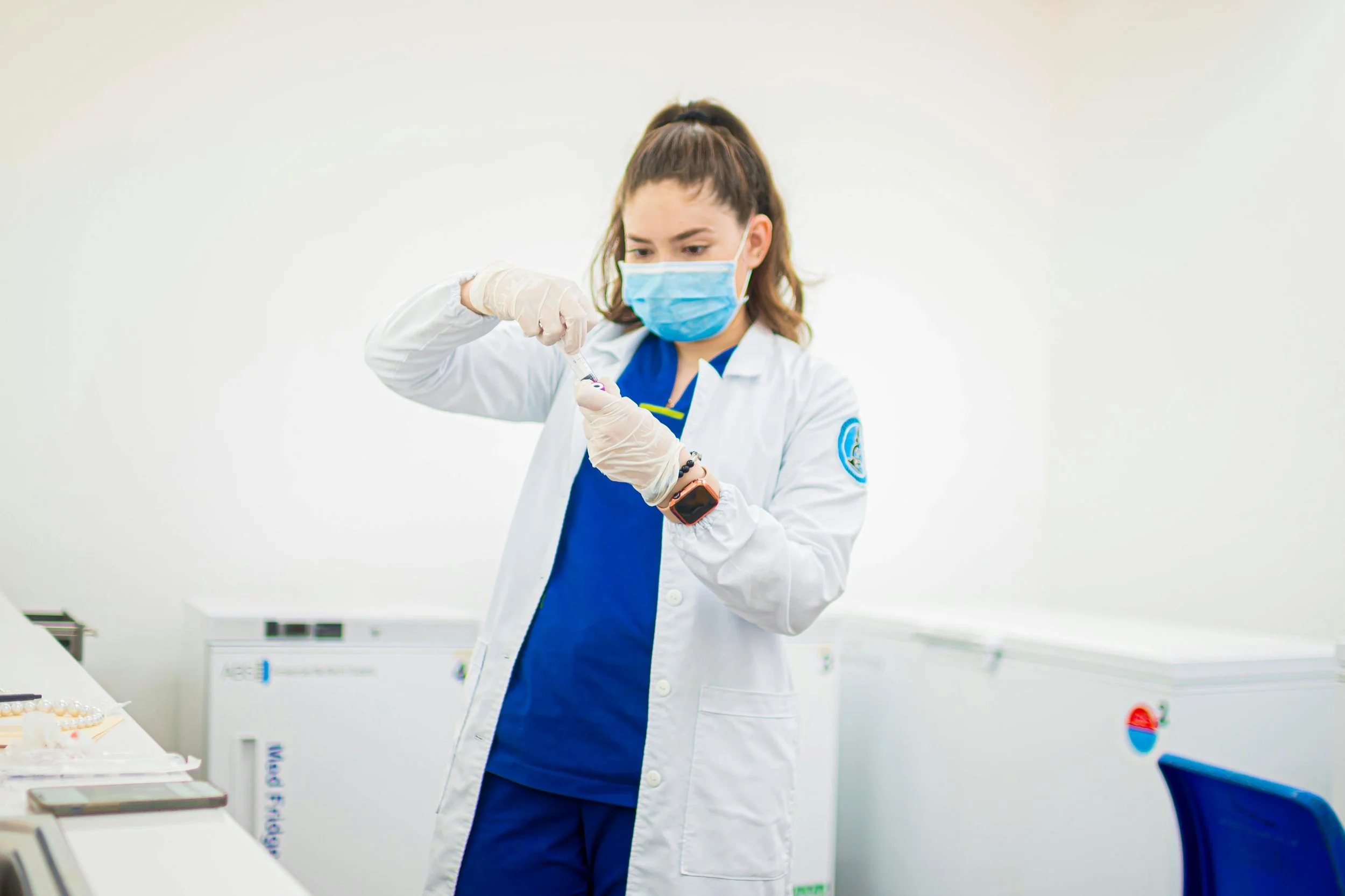 doctor trying to test a sample