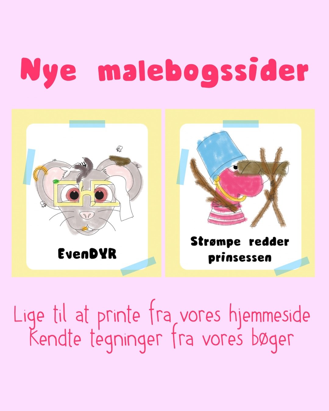 Nye malebogssider til weekendhyggen 🥰
Testet i g&aring;r p&aring; Lille Bille familiens egne b&oslash;rn.

For jer der l&aelig;ser vores b&oslash;ger, vil det v&aelig;re velkendte figurer:

🦒13 dyr med briller fra &ldquo;Lille Bille p&aring; evenDY