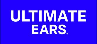 Blue background with white text reading 'ULTIMATE EARS'