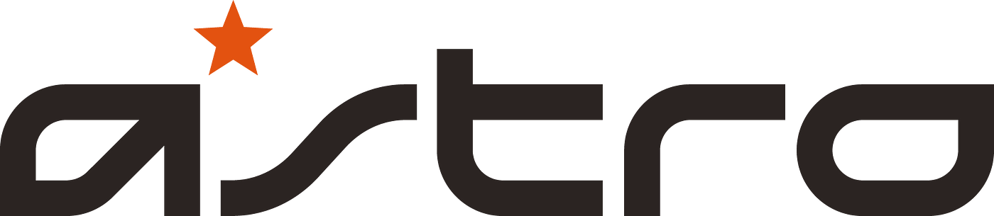 Astro logo with black text and an orange star above the letter 'a'.