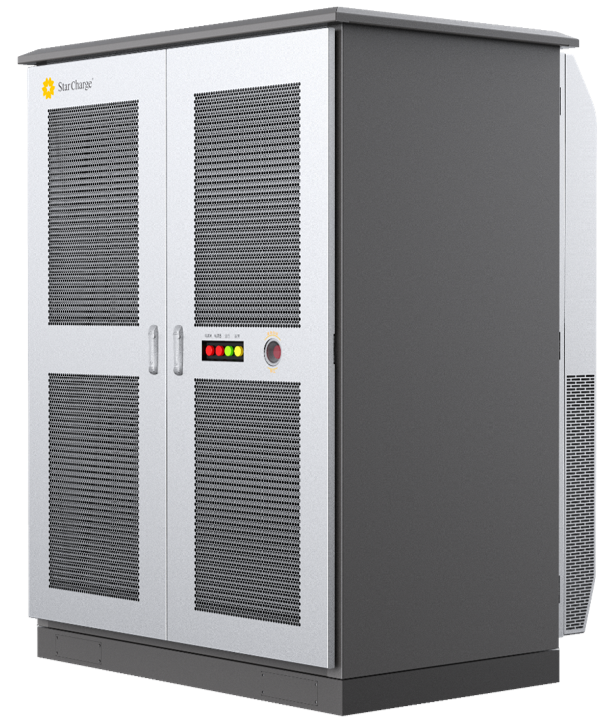 Energilagringsenhet från StarCharge med ventilationsöppningar och kontrollpanel.