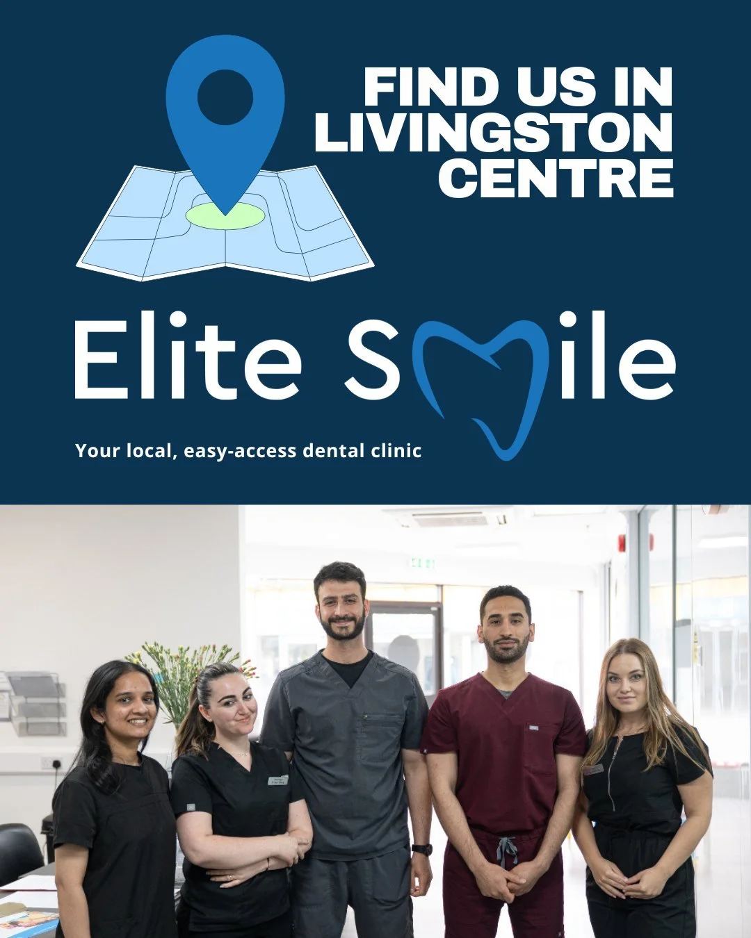 Not sure where to find us? We&rsquo;ve made it easy! 🗺️💙
Elite Smile is located at the Livingston Centre, just follow the signs and look for our tooth logo.
Pop in anytime, we&rsquo;re always happy to help!
📞 01506 376 660
🌐 elitesmilelivingston.